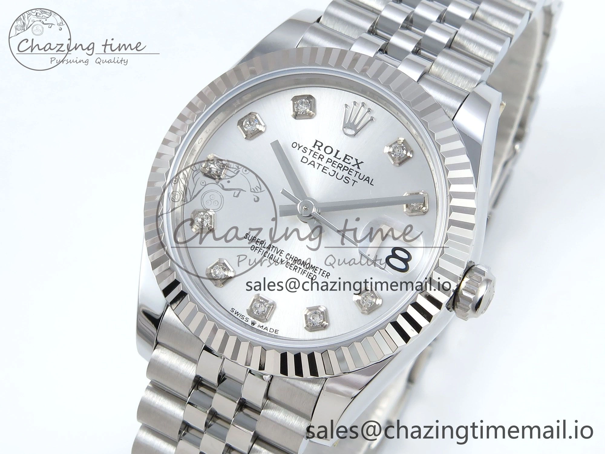DateJust 31 278274 ARF 1:1 Best Edition 904L Steel Silver Diamonds Dial on SS Jubilee Bracelet ETA Original 542