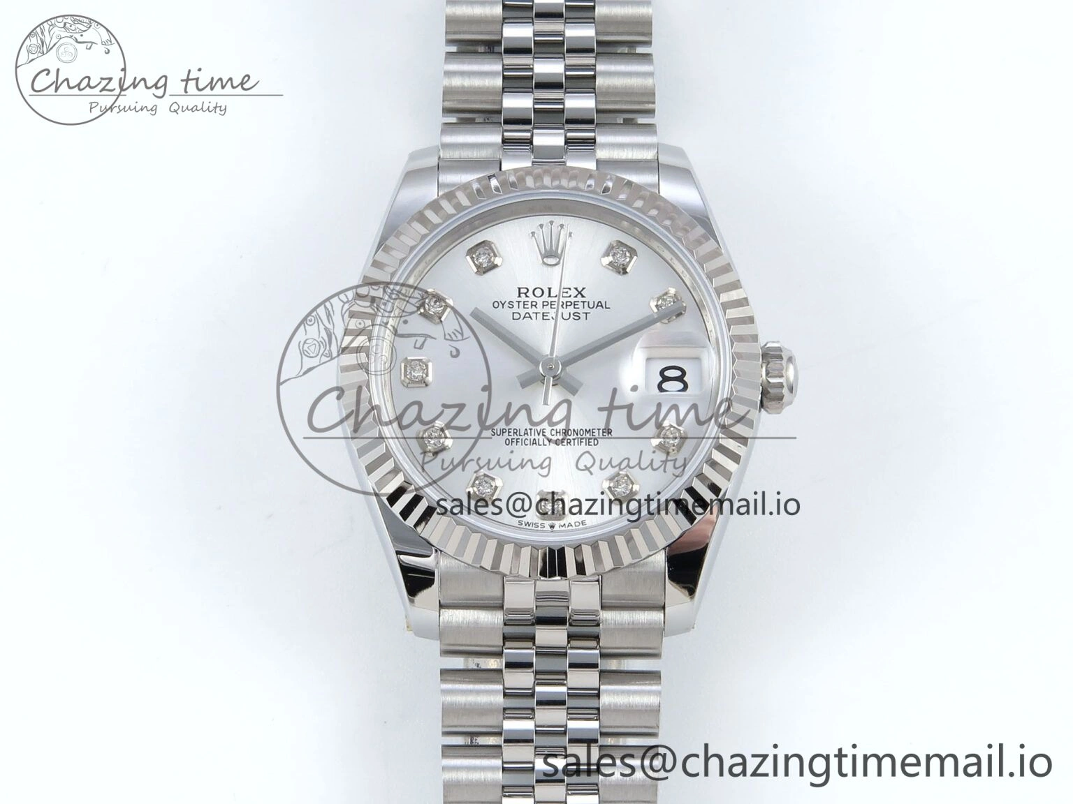 DateJust 31 278274 ARF 1:1 Best Edition 904L Steel Silver Diamonds Dial on SS Jubilee Bracelet ETA Original 542