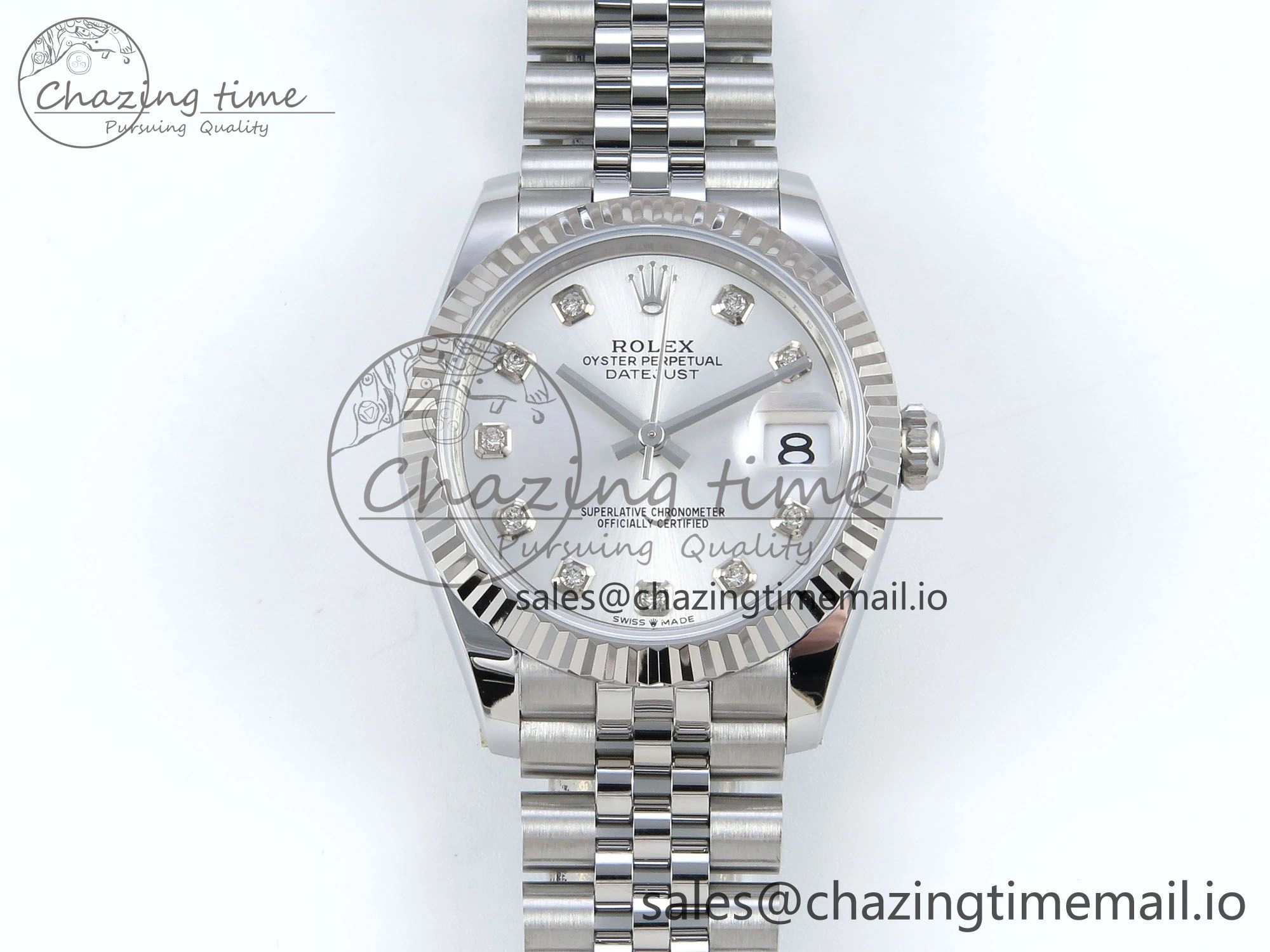 DateJust 31 278274 ARF 1:1 Best Edition 904L Steel Silver Diamonds Dial on SS Jubilee Bracelet ETA Original 542