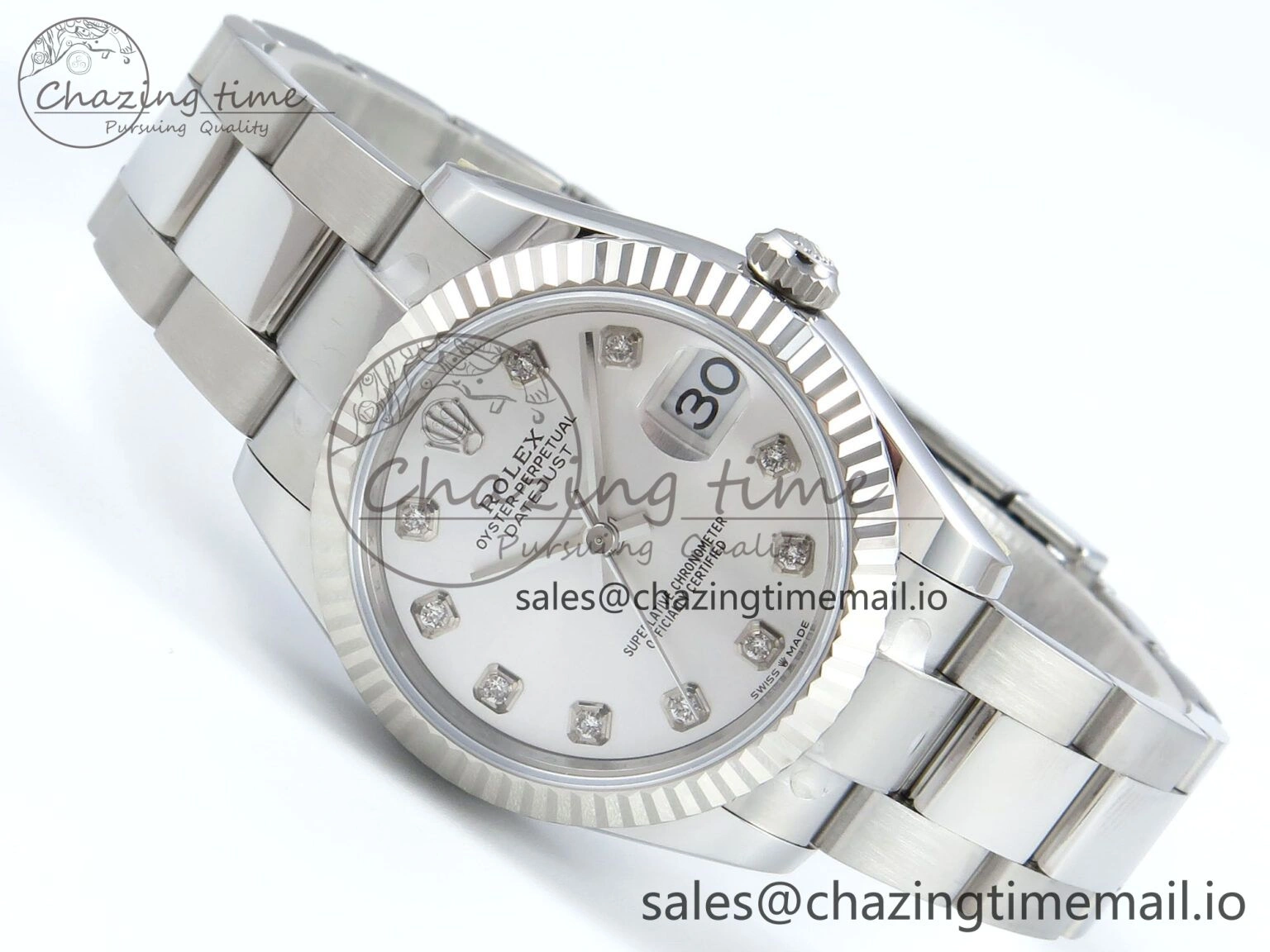 WrinkleFree DateJust 31 278274 ARF 1:1 Best Edition 904L Steel Silver Diamonds Dial on SS Oyster Bracelet ETA 562