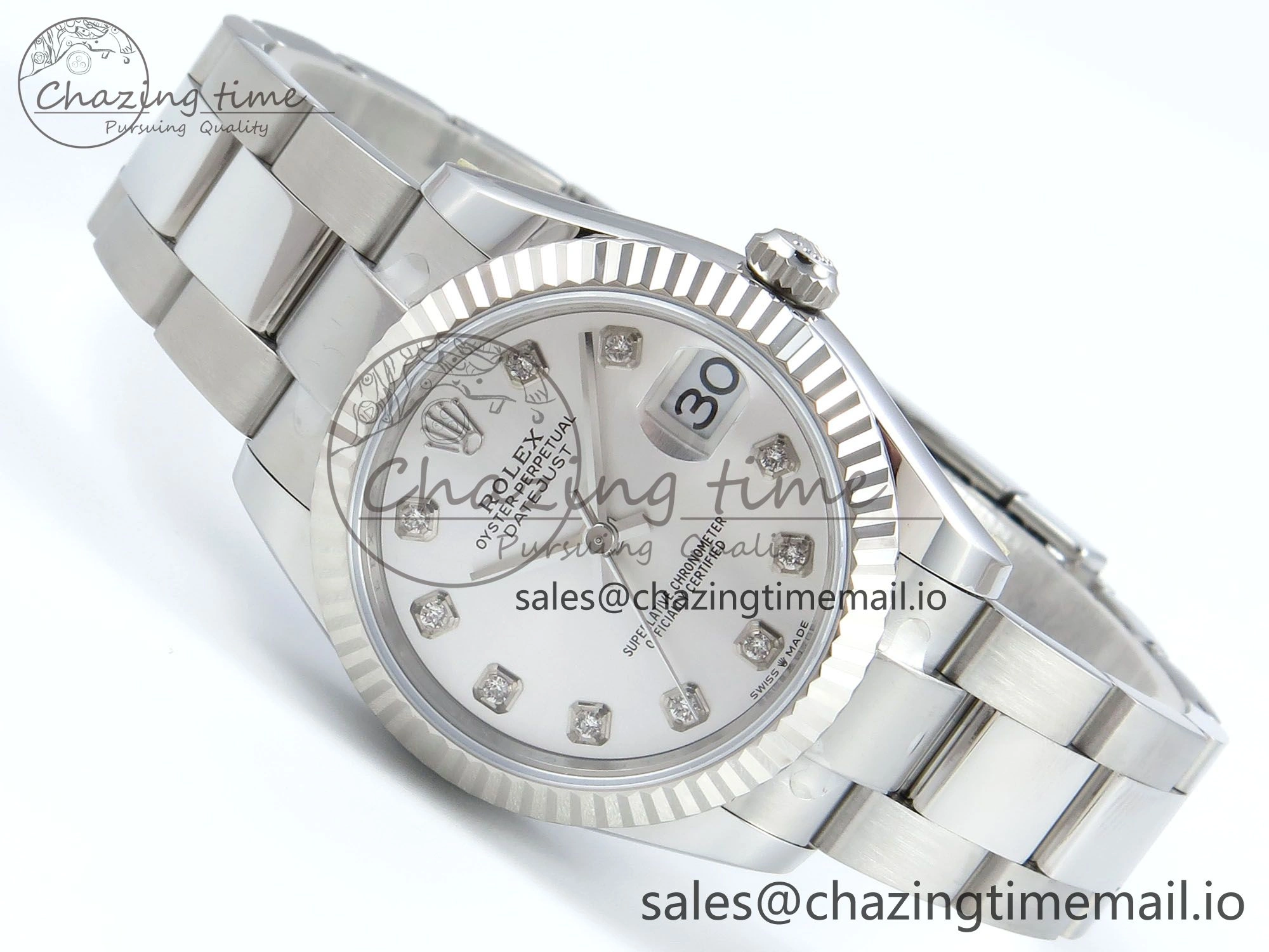WrinkleFree DateJust 31 278274 ARF 1:1 Best Edition 904L Steel Silver Diamonds Dial on SS Oyster Bracelet ETA 562