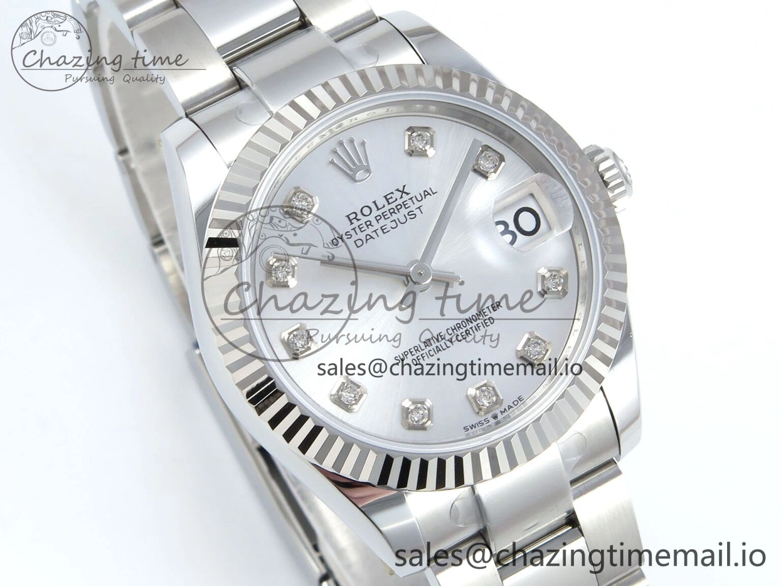 WrinkleFree DateJust 31 278274 ARF 1:1 Best Edition 904L Steel Silver Diamonds Dial on SS Oyster Bracelet ETA 562