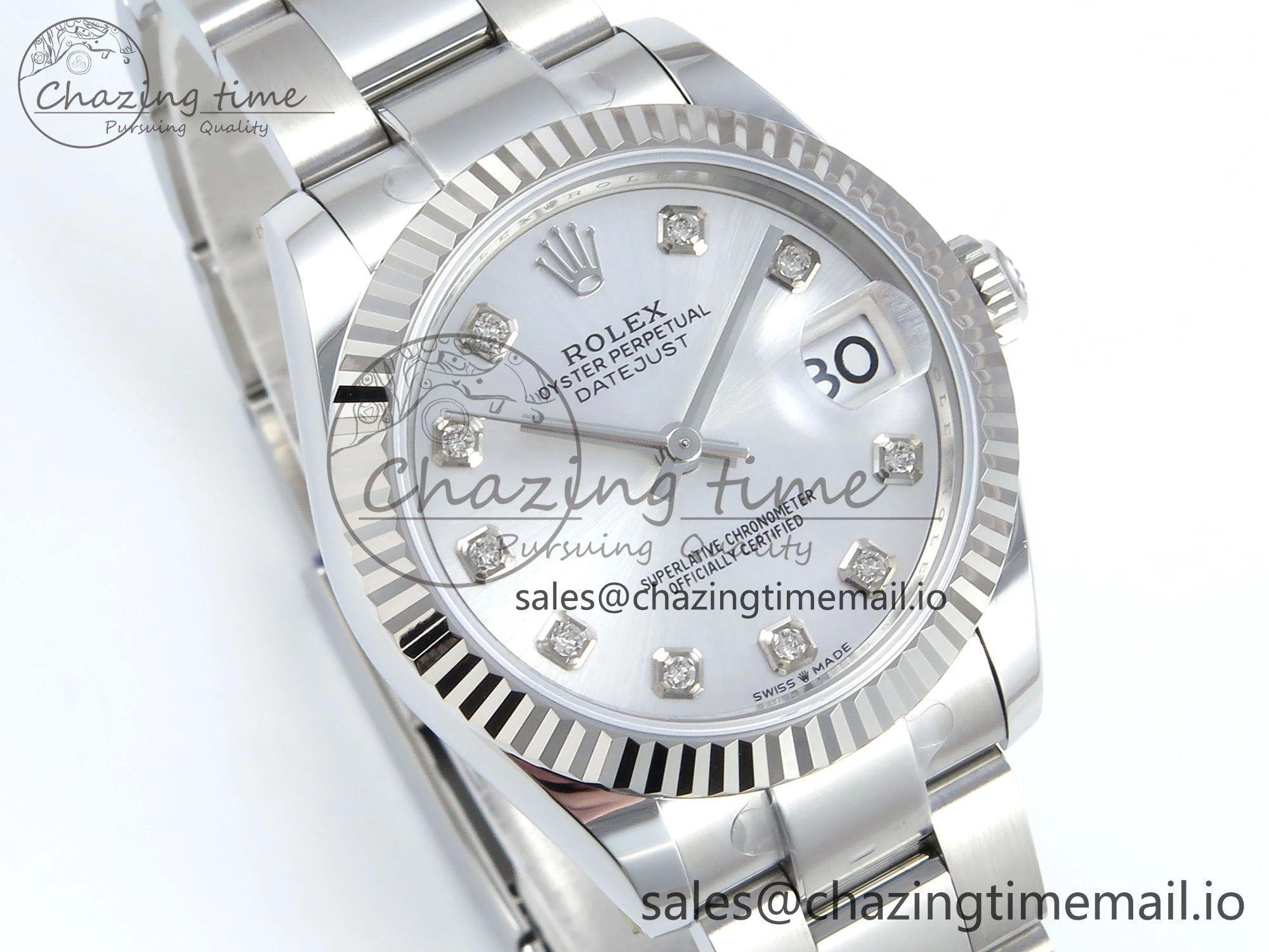 WrinkleFree DateJust 31 278274 ARF 1:1 Best Edition 904L Steel Silver Diamonds Dial on SS Oyster Bracelet ETA 562