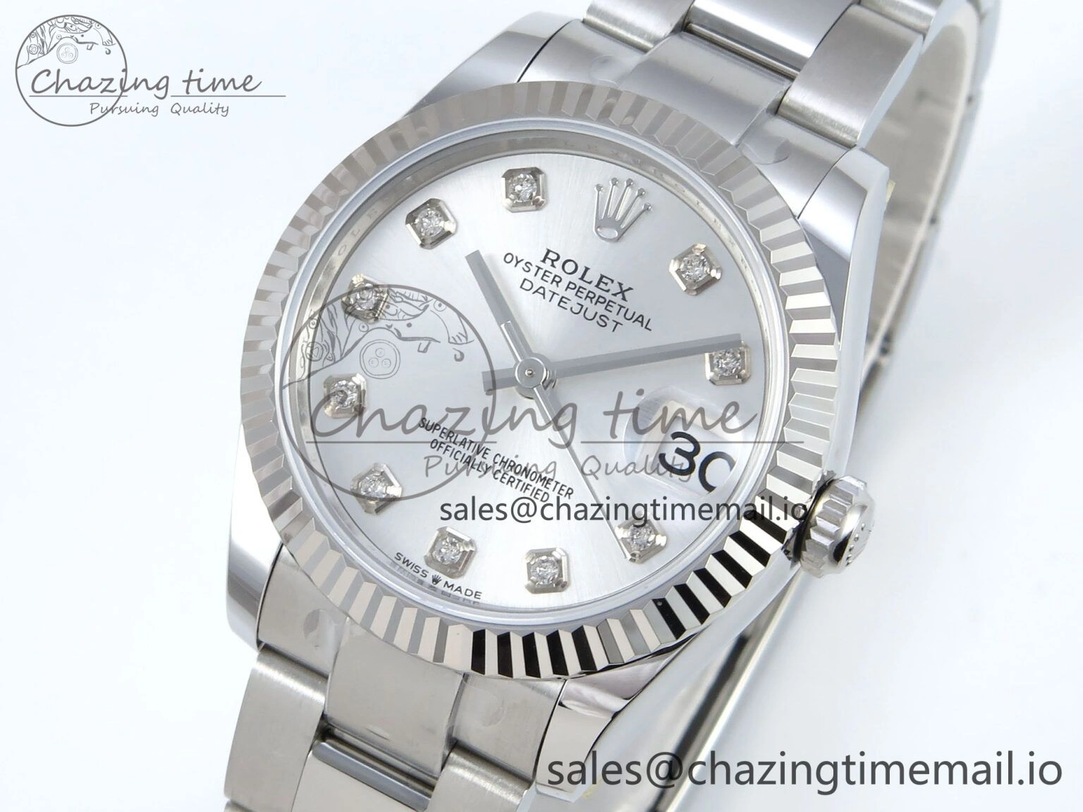 WrinkleFree DateJust 31 278274 ARF 1:1 Best Edition 904L Steel Silver Diamonds Dial on SS Oyster Bracelet ETA 562