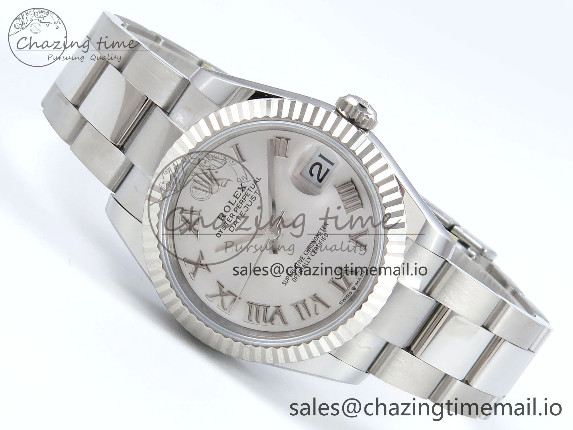 Elegant DateJust 31 278274 ARF 1:1 Best Edition 904L Steel Silver Roman Diamonds Dial on SS Oyster Bracelet ETA 555