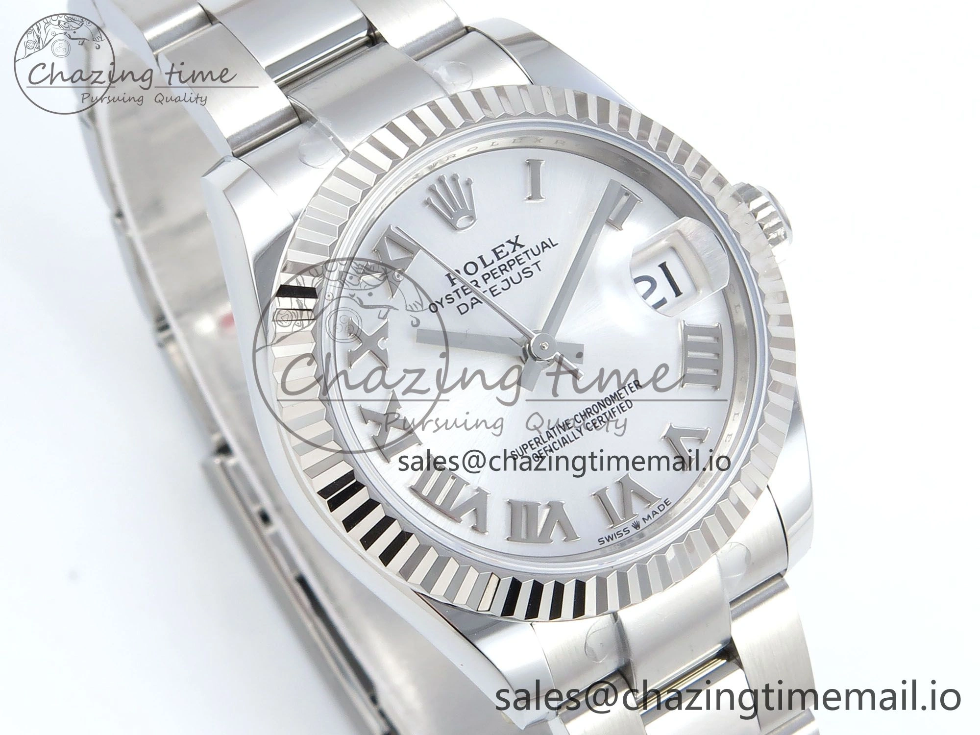 Elegant DateJust 31 278274 ARF 1:1 Best Edition 904L Steel Silver Roman Diamonds Dial on SS Oyster Bracelet ETA 555