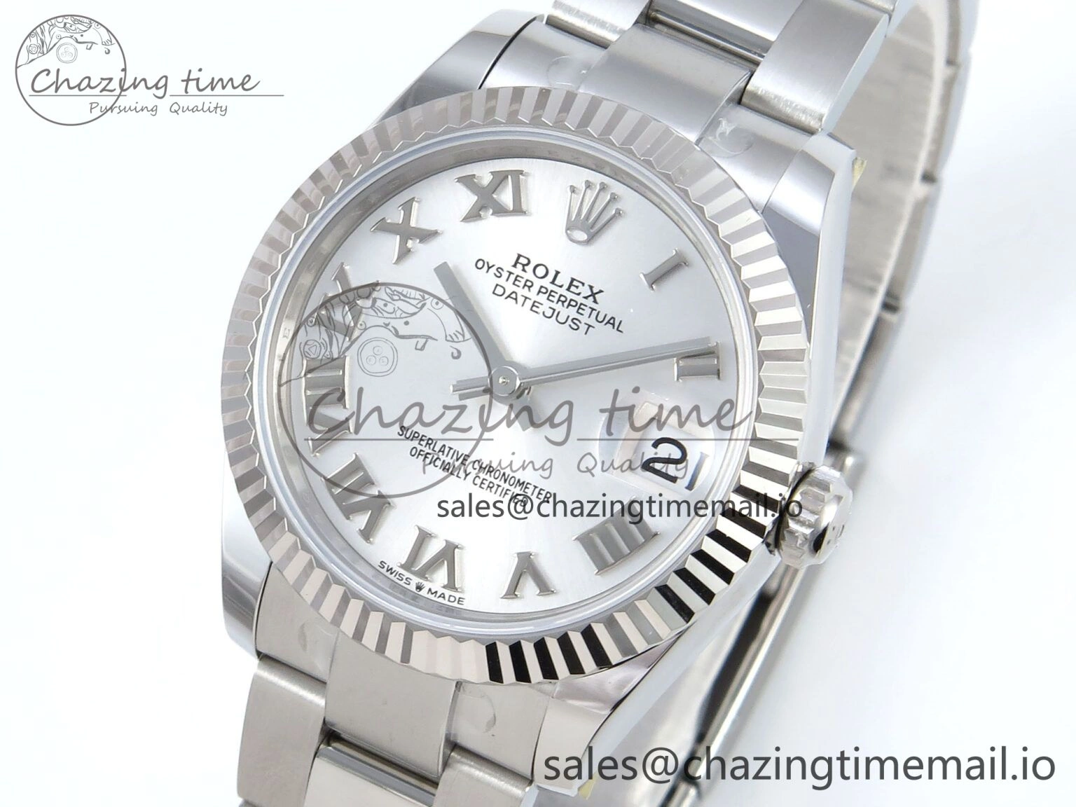 Elegant DateJust 31 278274 ARF 1:1 Best Edition 904L Steel Silver Roman Diamonds Dial on SS Oyster Bracelet ETA 555
