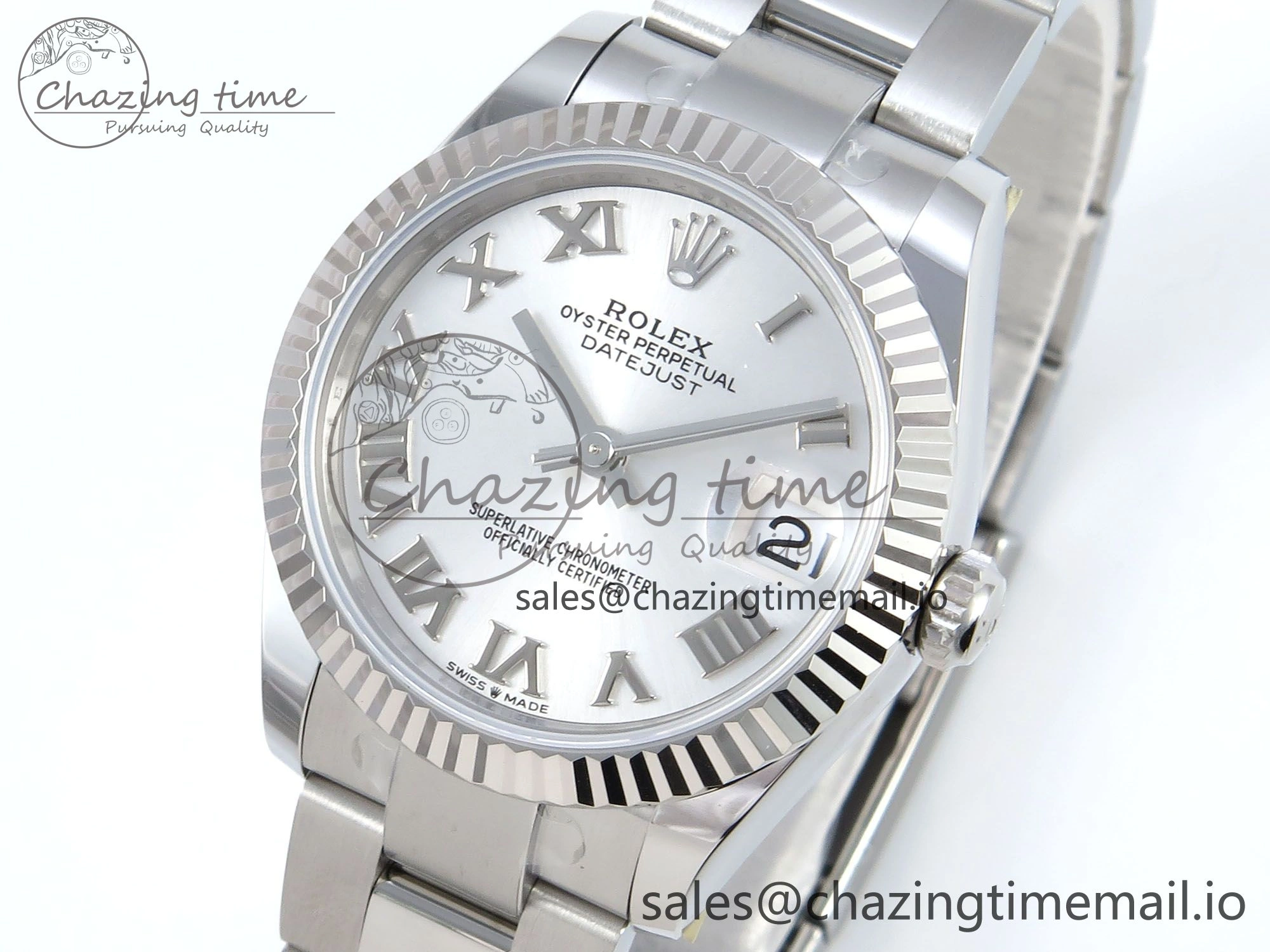 Elegant DateJust 31 278274 ARF 1:1 Best Edition 904L Steel Silver Roman Diamonds Dial on SS Oyster Bracelet ETA 555