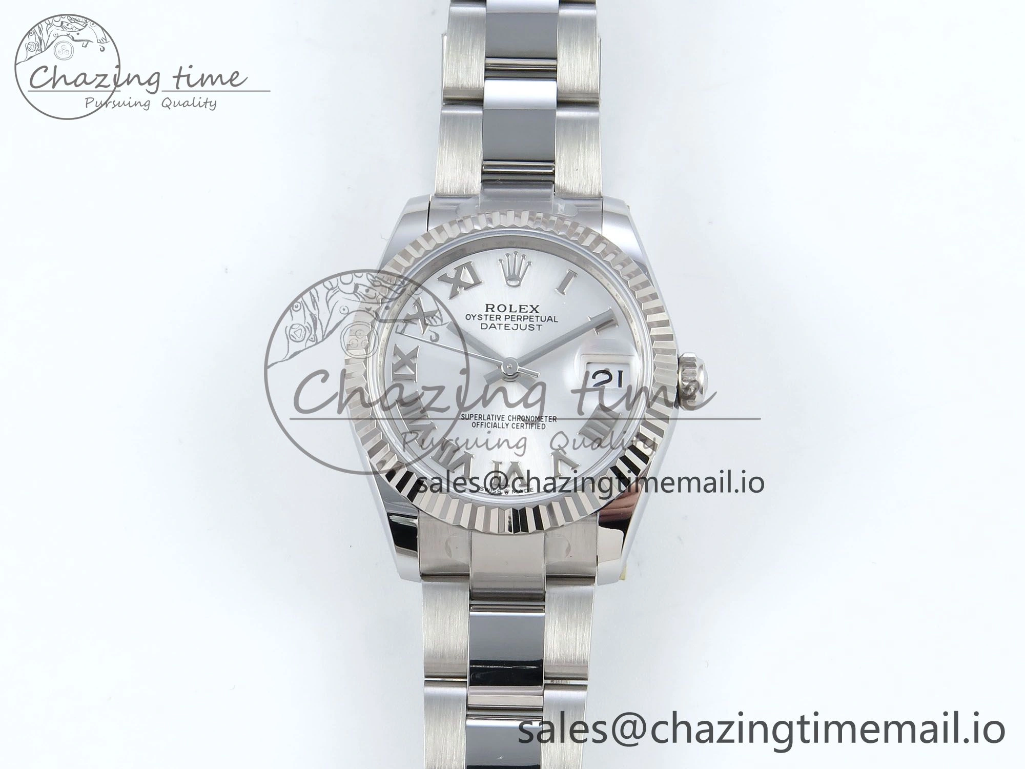 Elegant DateJust 31 278274 ARF 1:1 Best Edition 904L Steel Silver Roman Diamonds Dial on SS Oyster Bracelet ETA 555