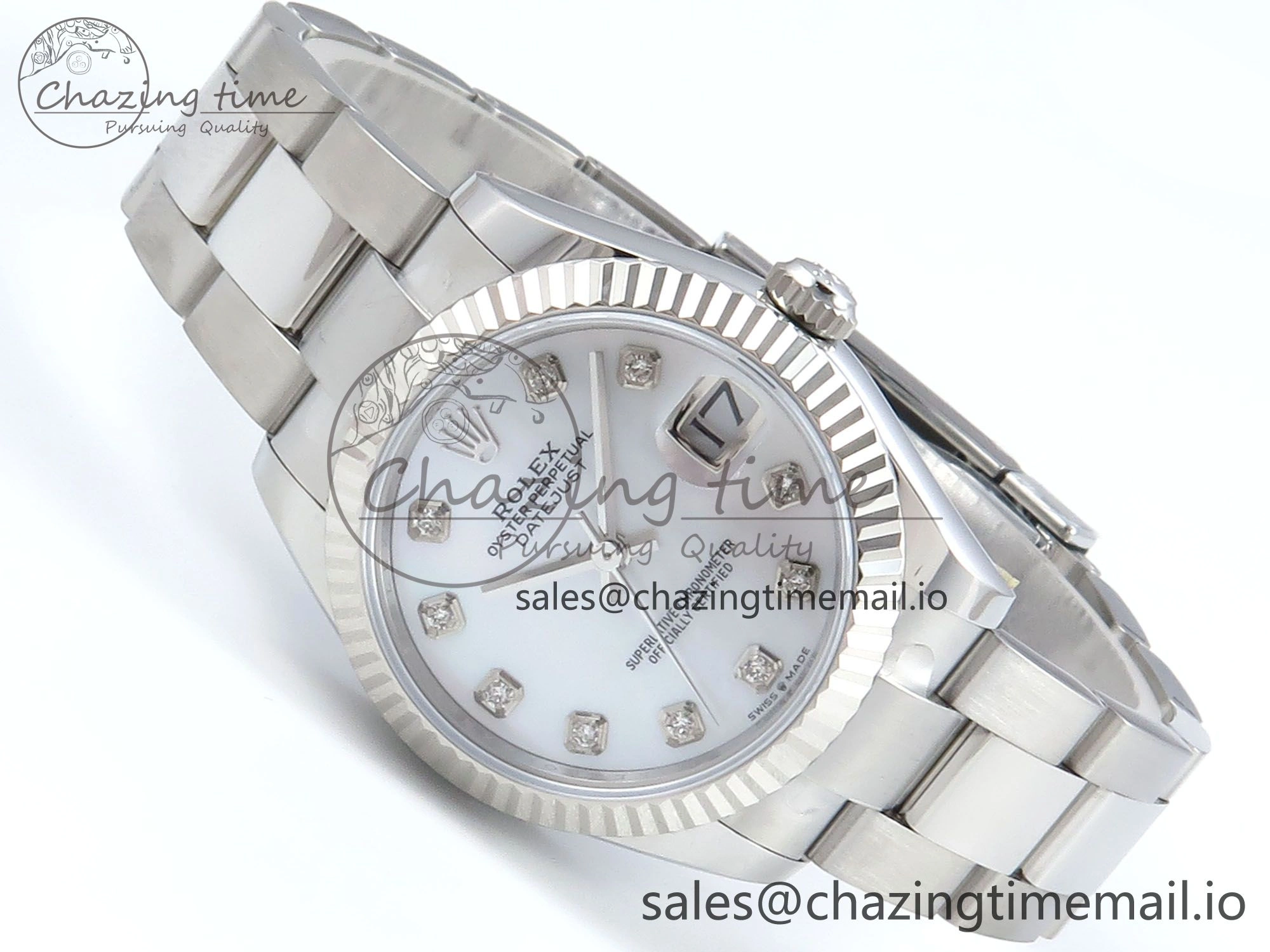 GoAnywhere DateJust 31 278274 ARF 1:1 Best Edition 904L Steel White MOP Diamonds Dial on SS Oyster Bracelet ETA 547