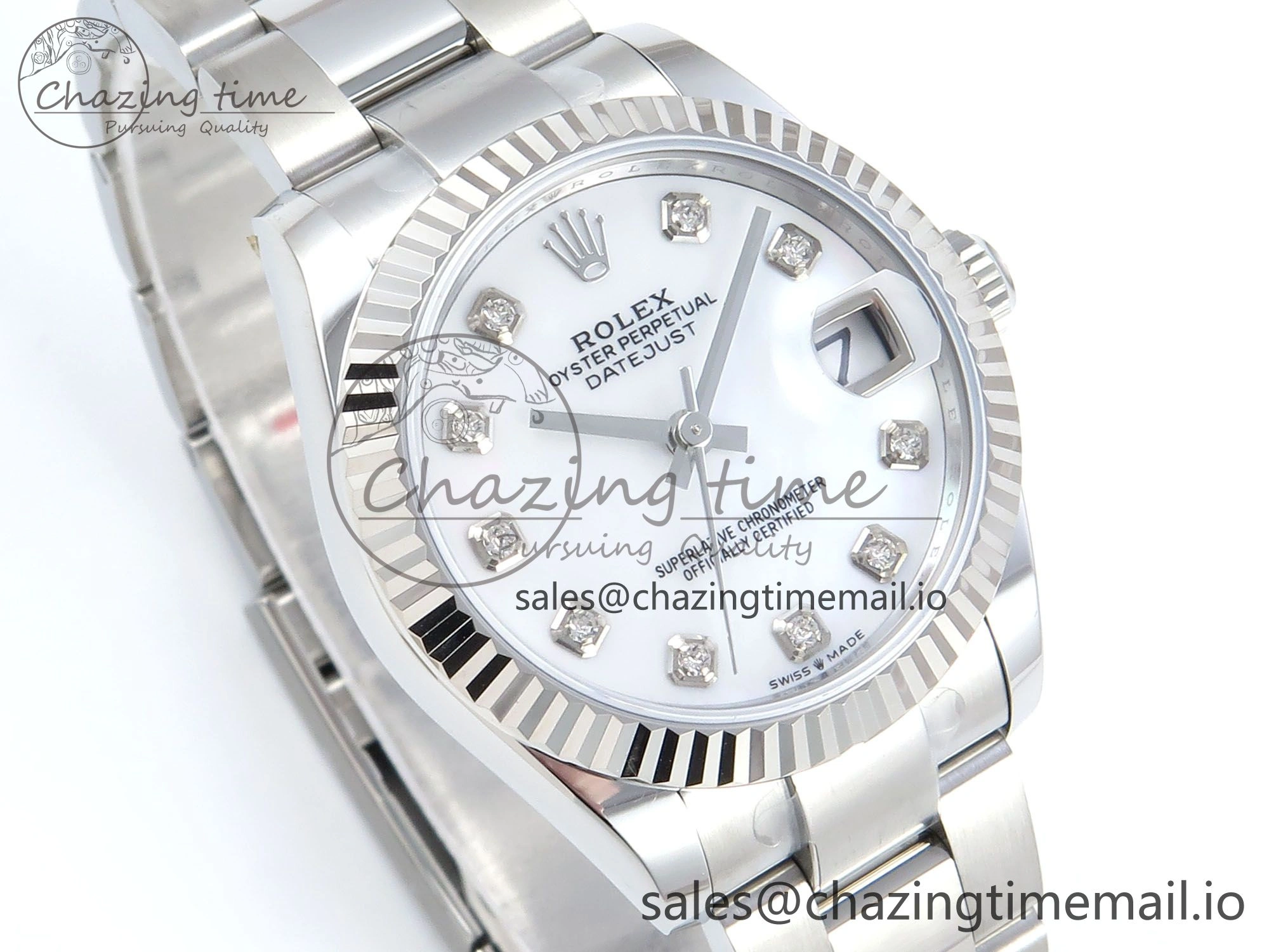 GoAnywhere DateJust 31 278274 ARF 1:1 Best Edition 904L Steel White MOP Diamonds Dial on SS Oyster Bracelet ETA 547