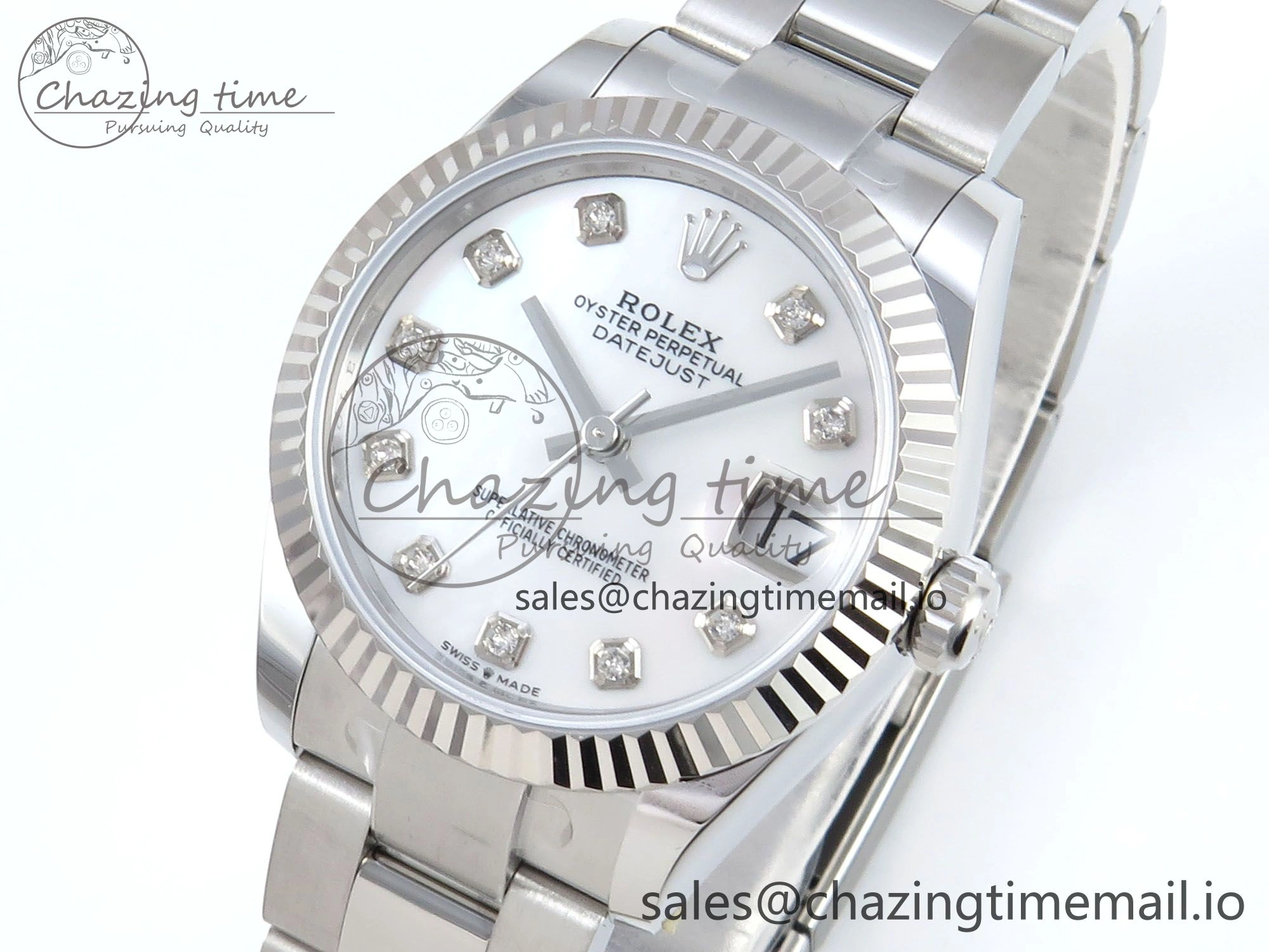 GoAnywhere DateJust 31 278274 ARF 1:1 Best Edition 904L Steel White MOP Diamonds Dial on SS Oyster Bracelet ETA 547