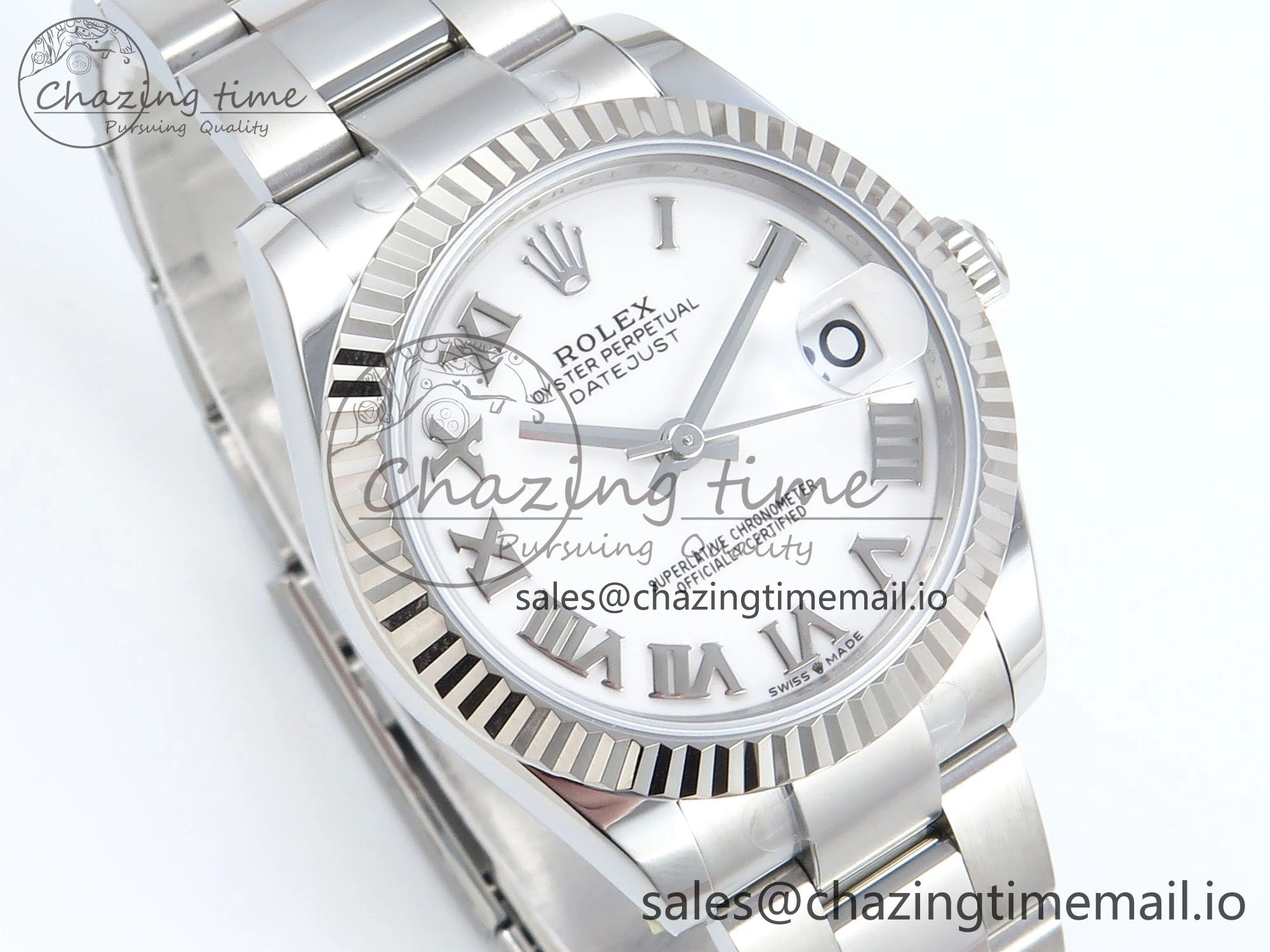 Stretchable DateJust 31 278274 ARF 1:1 Best Edition 904L Steel White Roman Dial on SS Oyster Bracelet ETA 549