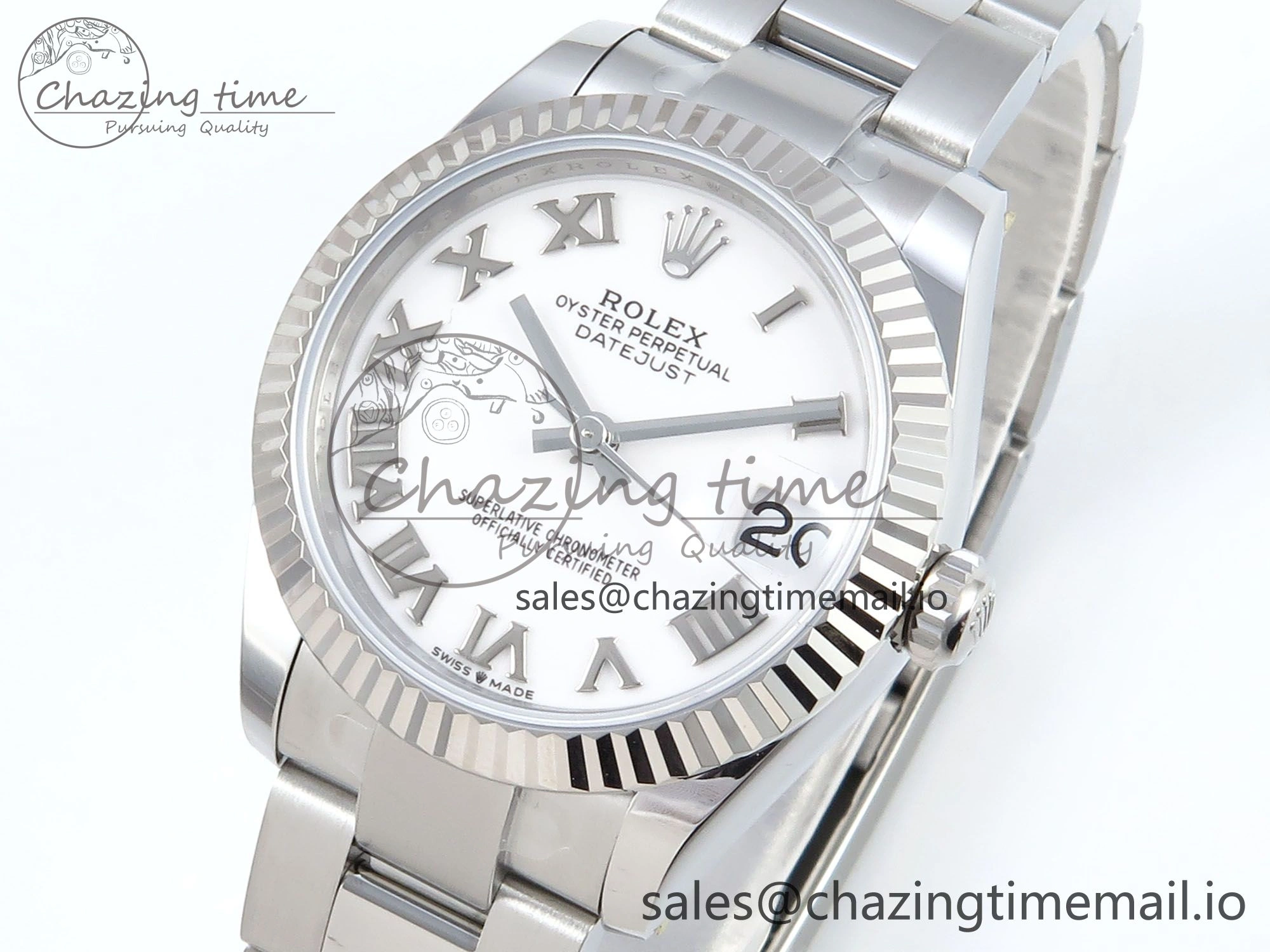 Stretchable DateJust 31 278274 ARF 1:1 Best Edition 904L Steel White Roman Dial on SS Oyster Bracelet ETA 549