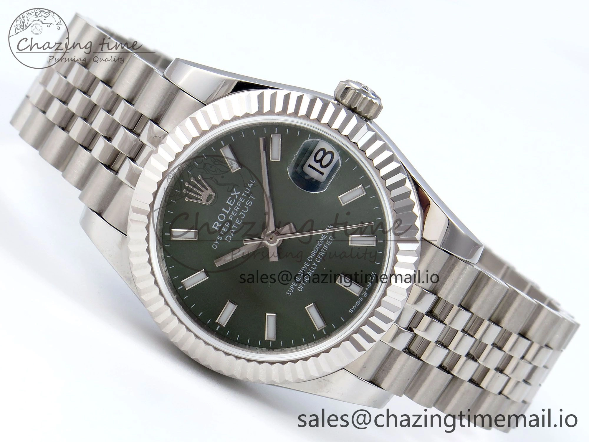 DateJust 31 278274 JARF 1:1 Best Edition 904L Steel Green Stick Dial on SS Jubilee Bracelet HZ Sleek 871
