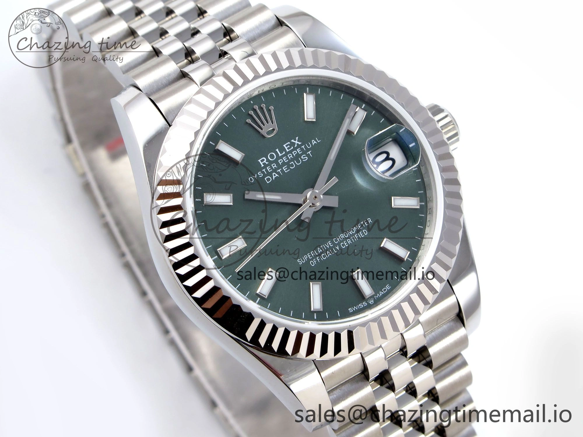DateJust 31 278274 JARF 1:1 Best Edition 904L Steel Green Stick Dial on SS Jubilee Bracelet HZ Sleek 871