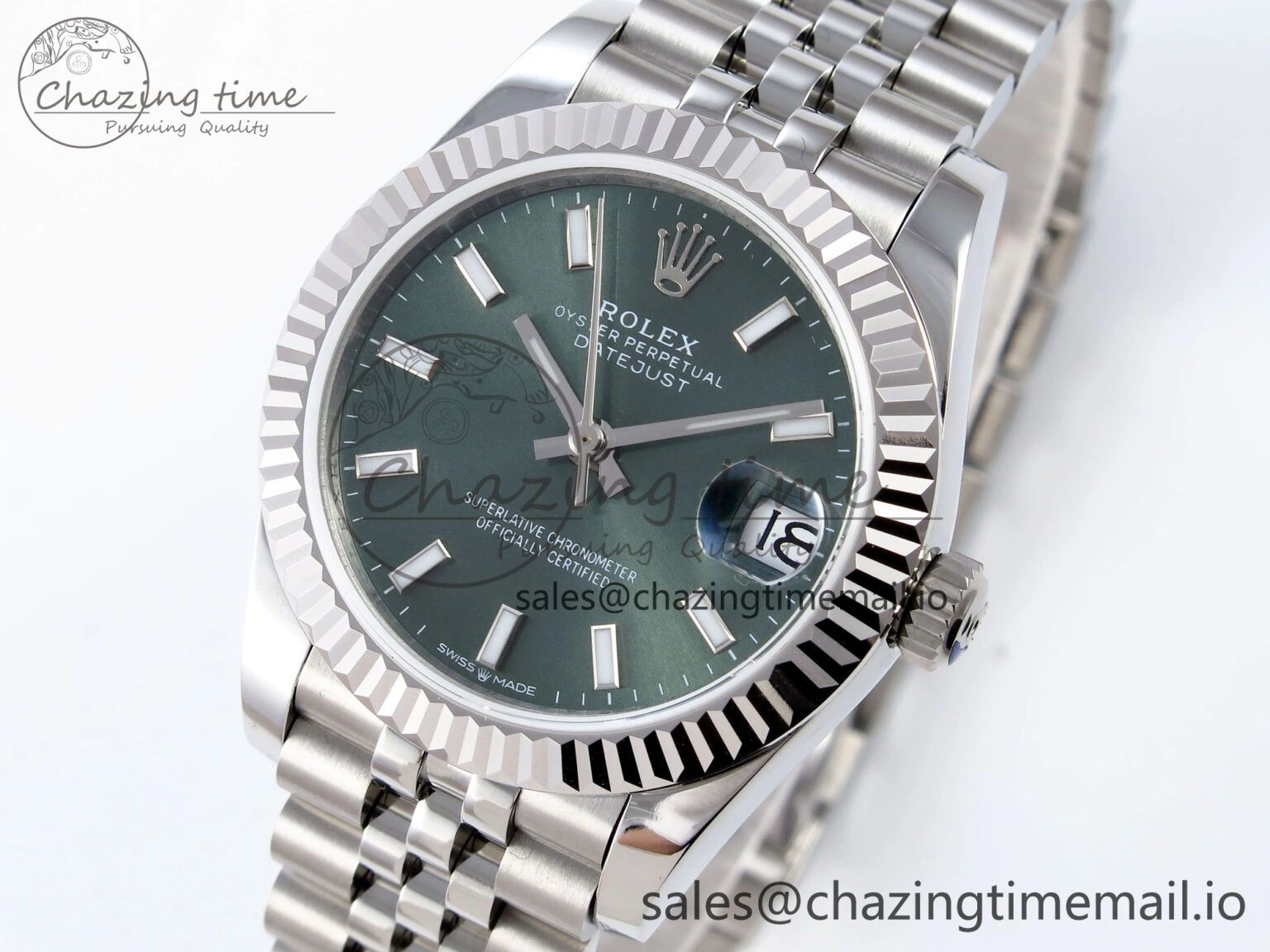DateJust 31 278274 JARF 1:1 Best Edition 904L Steel Green Stick Dial on SS Jubilee Bracelet HZ Sleek 871