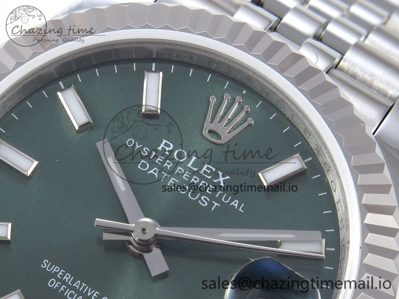 DateJust 31 278274 JARF 1:1 Best Edition 904L Steel Green Stick Dial on SS Jubilee Bracelet HZ Sleek 871