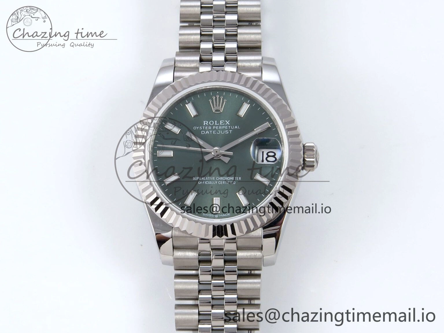 DateJust 31 278274 JARF 1:1 Best Edition 904L Steel Green Stick Dial on SS Jubilee Bracelet HZ Sleek 871