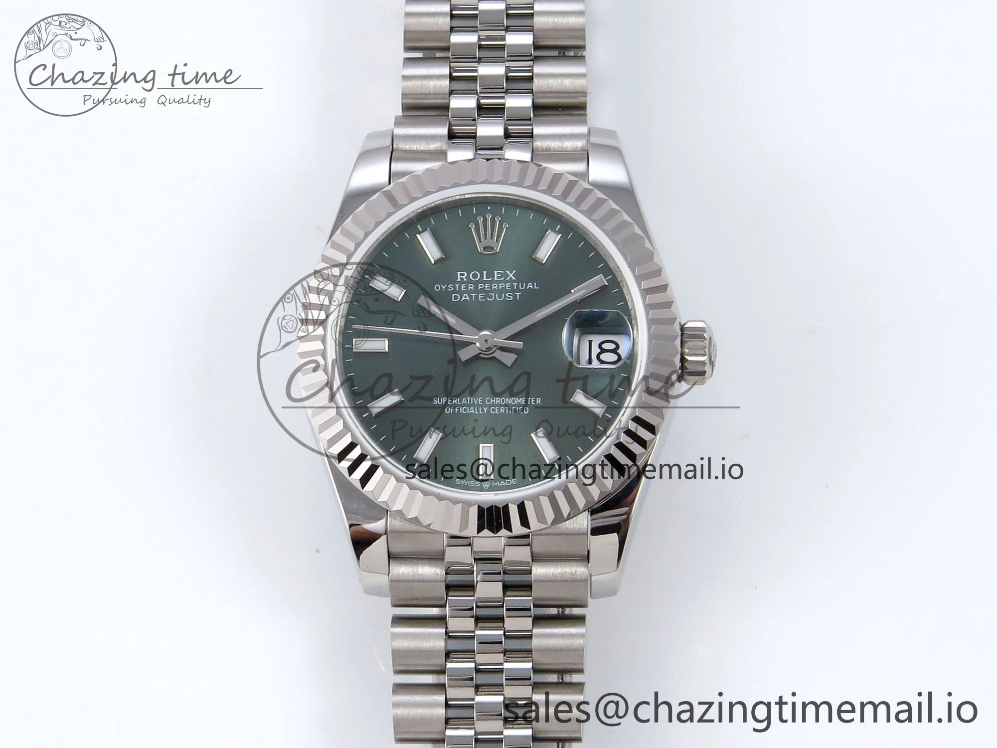 DateJust 31 278274 JARF 1:1 Best Edition 904L Steel Green Stick Dial on SS Jubilee Bracelet HZ Sleek 871