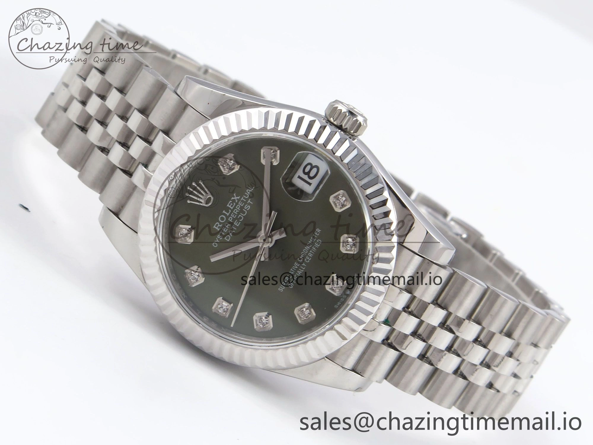 Snug DateJust 31 278274 SS GMF 1:1 Best Edition 904L Steel Green Diamonds Dial on Jubilee Bracelet A 1163