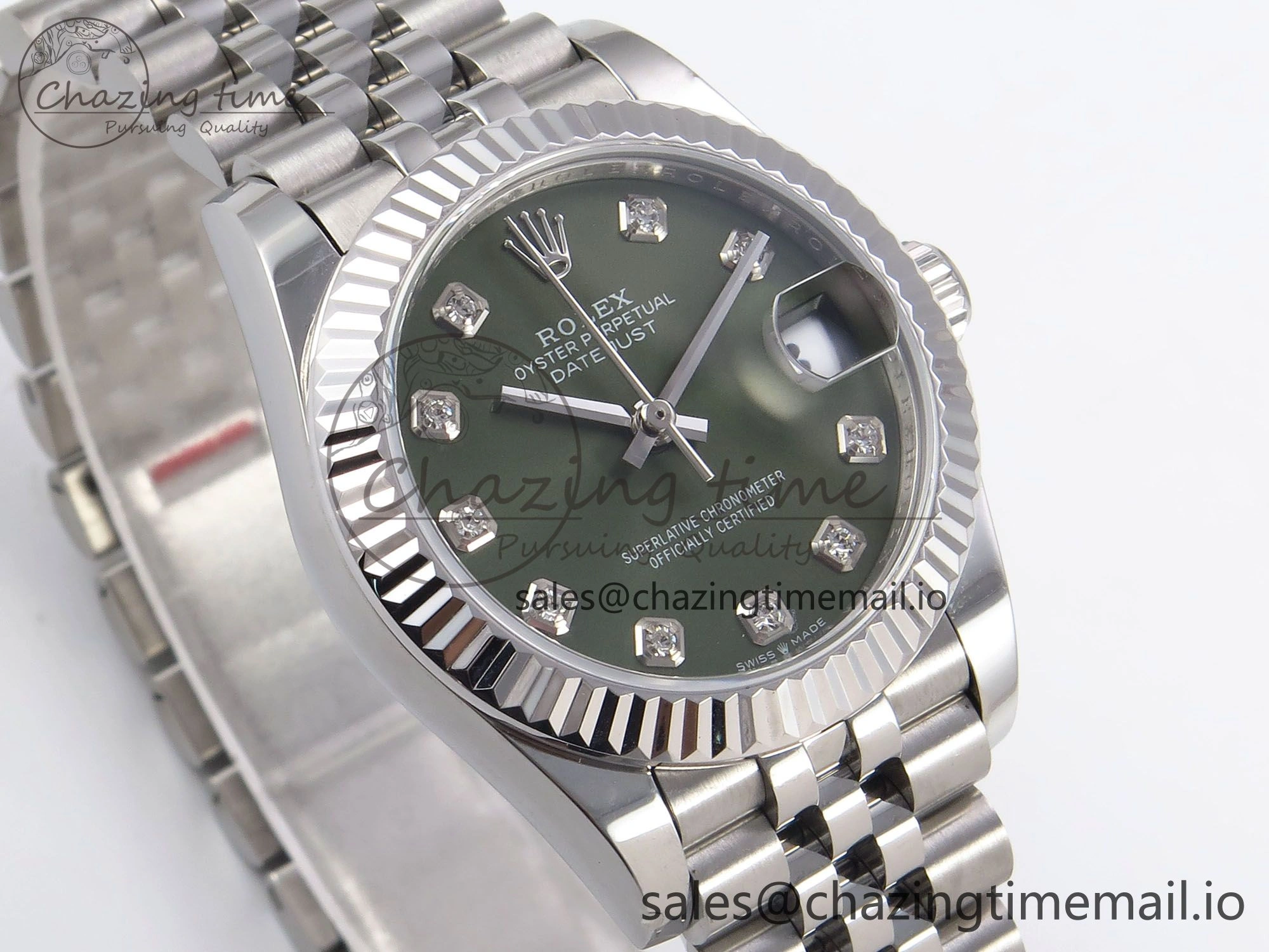 Snug DateJust 31 278274 SS GMF 1:1 Best Edition 904L Steel Green Diamonds Dial on Jubilee Bracelet A 1163