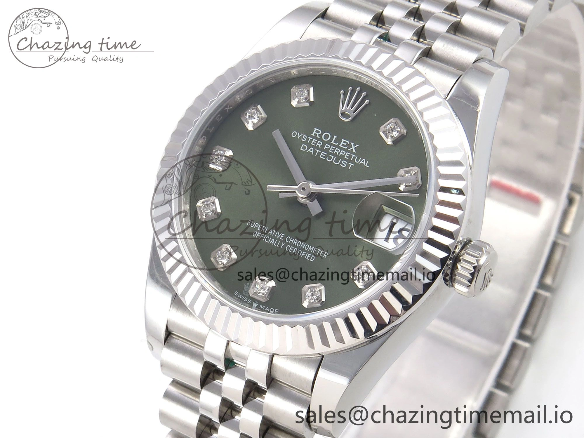 Snug DateJust 31 278274 SS GMF 1:1 Best Edition 904L Steel Green Diamonds Dial on Jubilee Bracelet A 1163