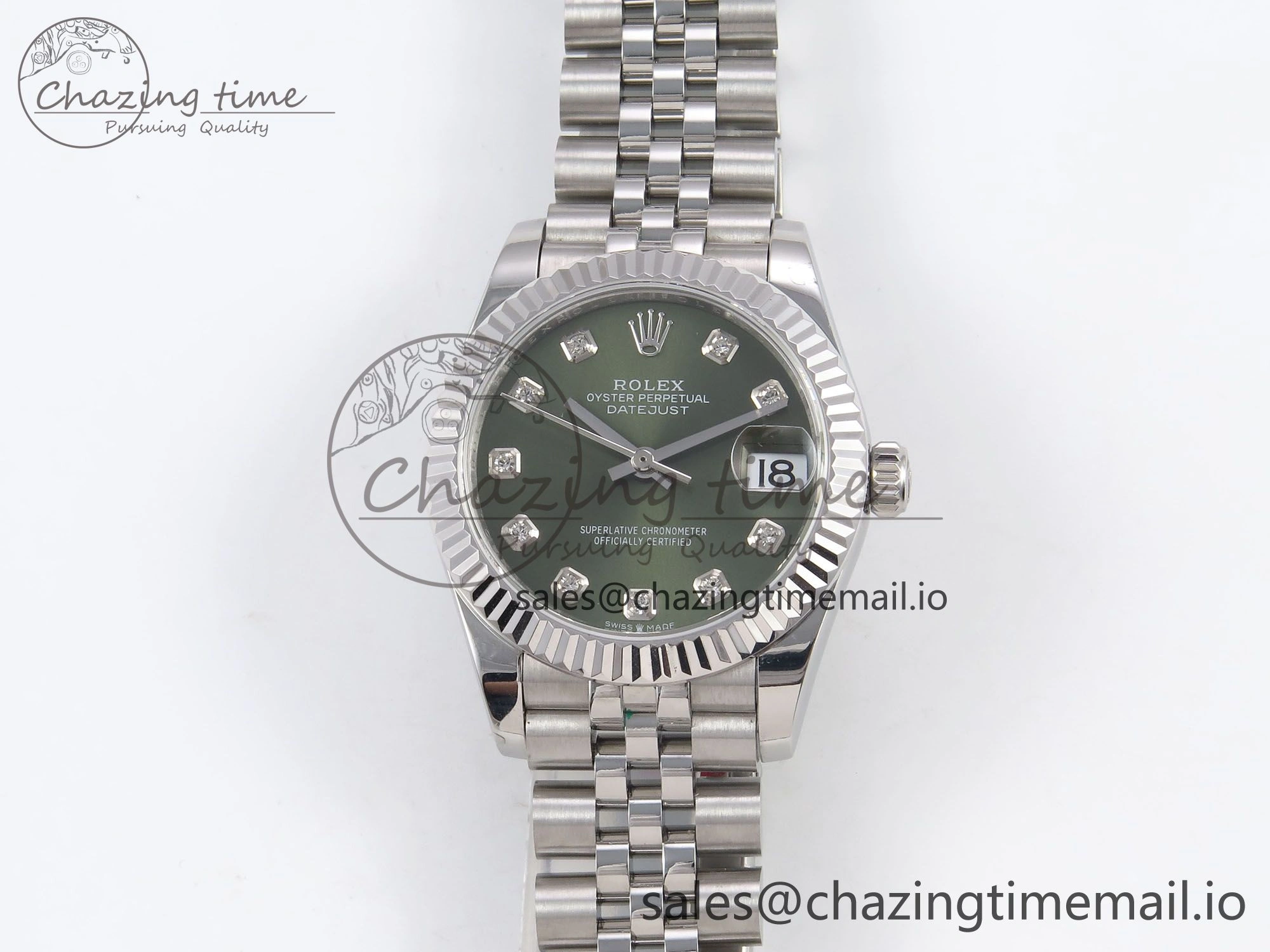Snug DateJust 31 278274 SS GMF 1:1 Best Edition 904L Steel Green Diamonds Dial on Jubilee Bracelet A 1163