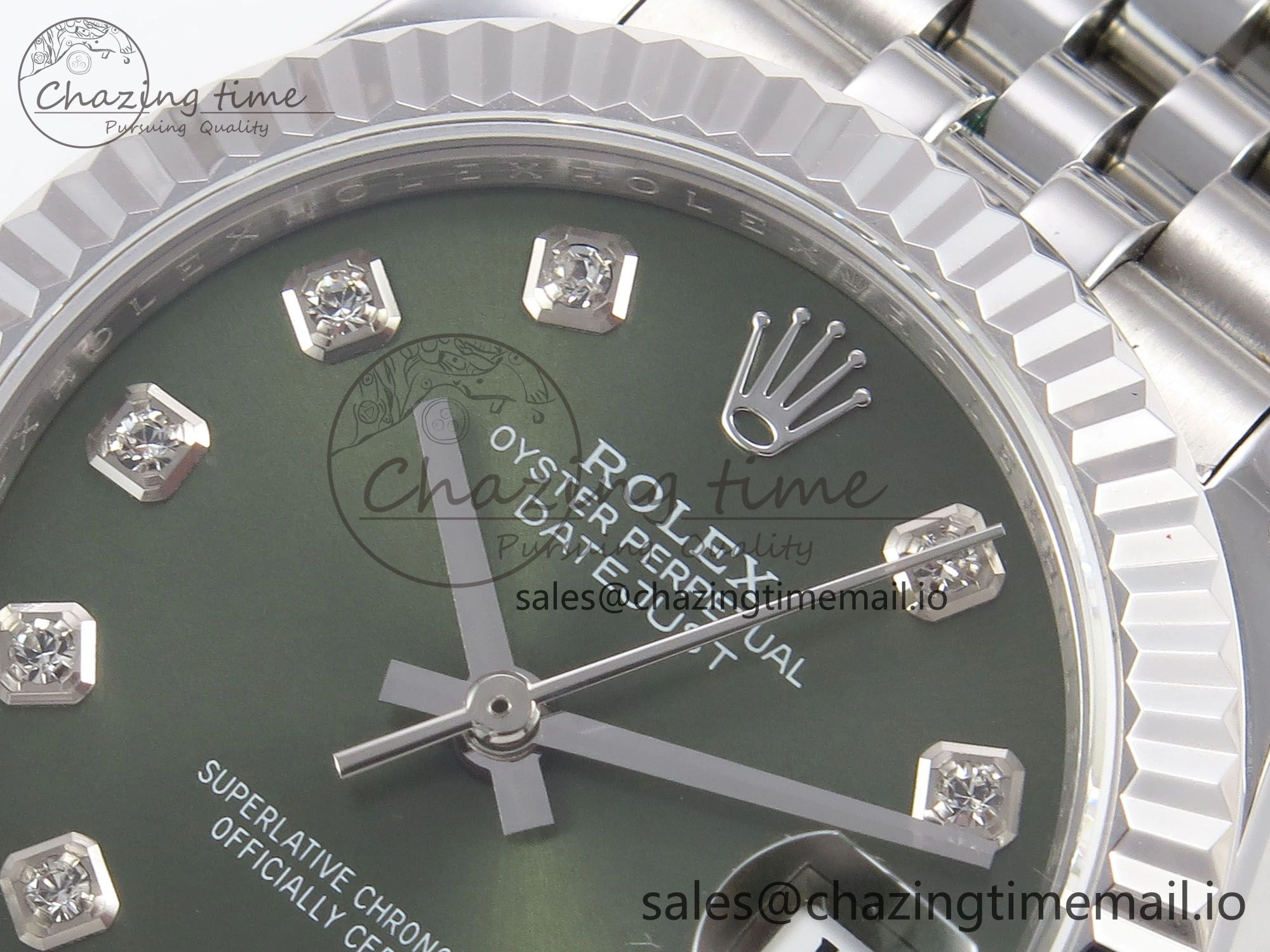 Snug DateJust 31 278274 SS GMF 1:1 Best Edition 904L Steel Green Diamonds Dial on Jubilee Bracelet A 1163