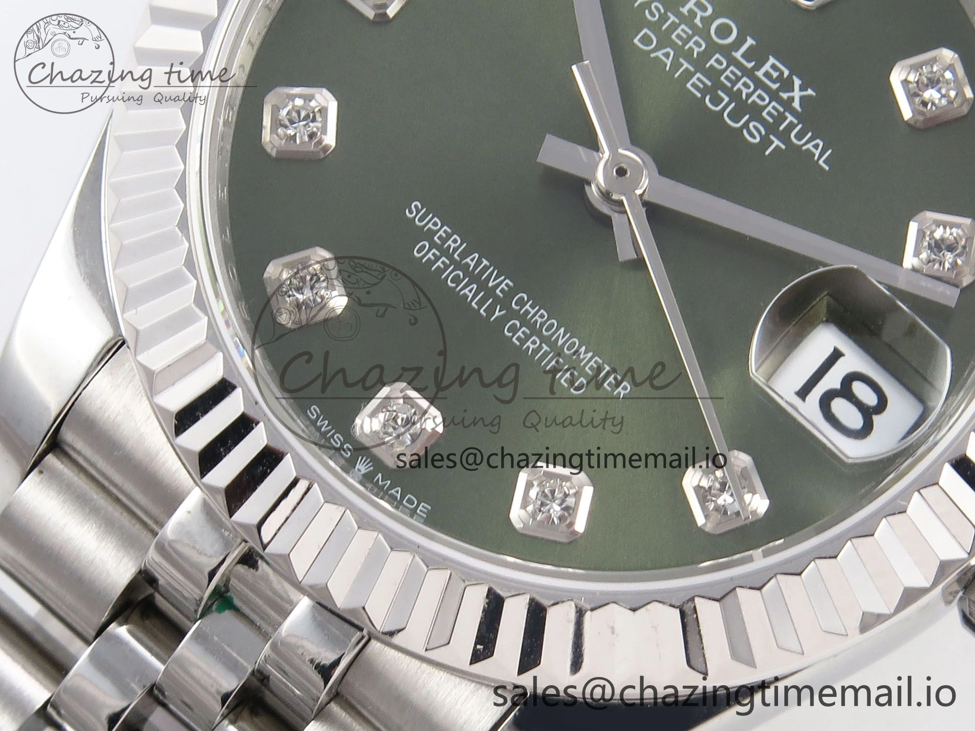 Snug DateJust 31 278274 SS GMF 1:1 Best Edition 904L Steel Green Diamonds Dial on Jubilee Bracelet A 1163