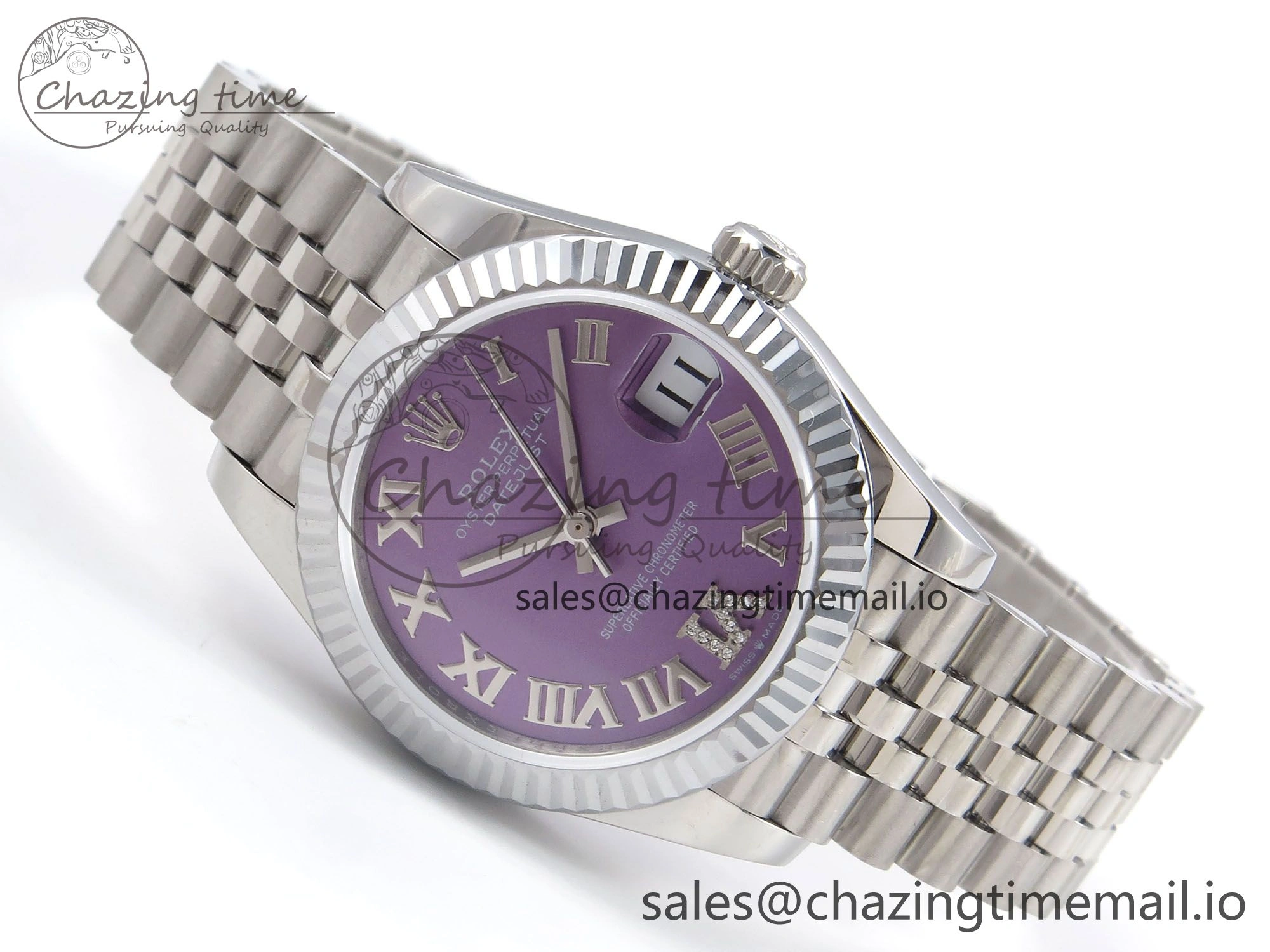 DateJust 31 278274 SS GMF 1:1 Best Edition 904L Steel Purple Roman Diamonds Dial on Jubilee Bracelet A BestValue 1160