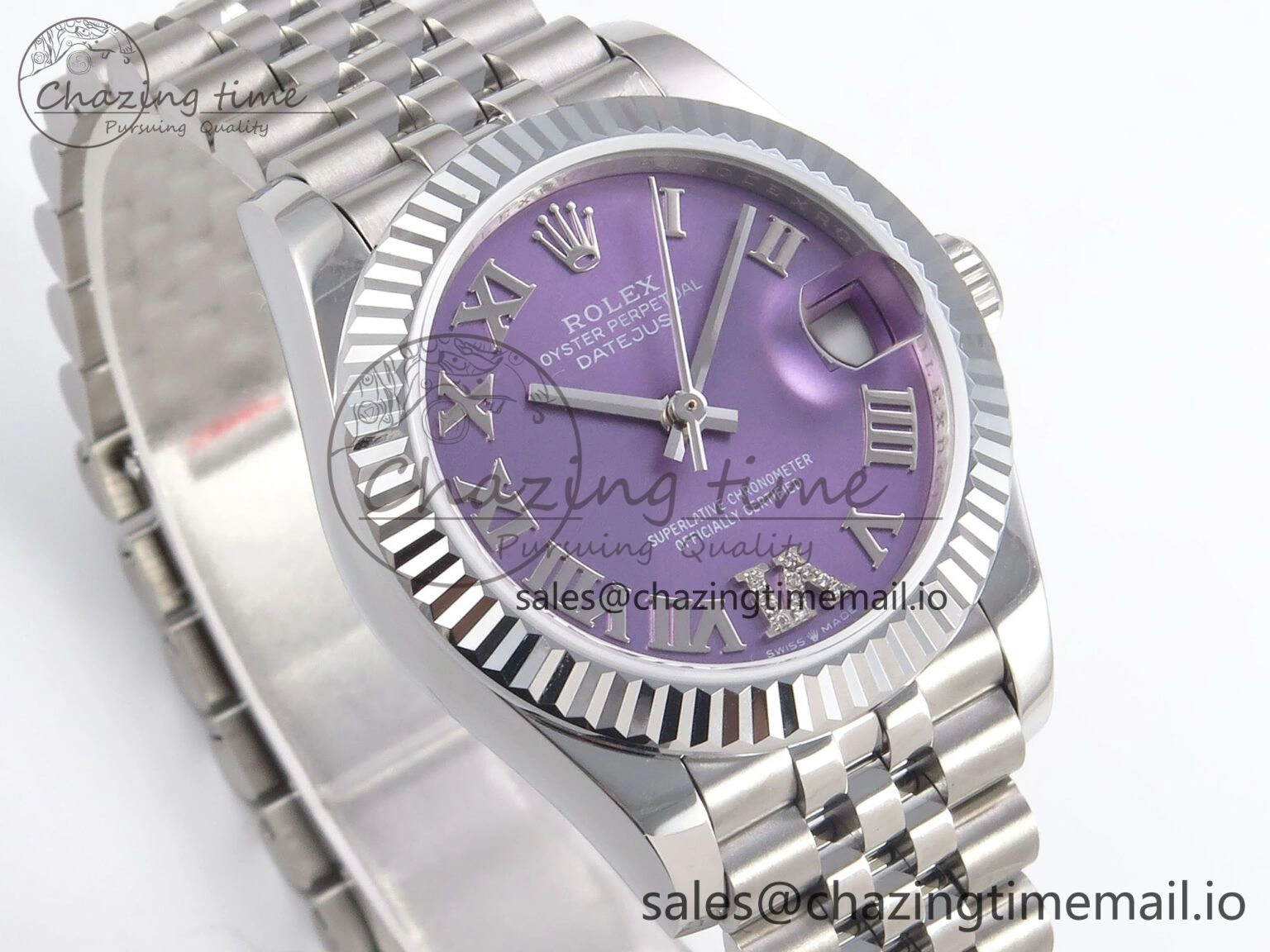 DateJust 31 278274 SS GMF 1:1 Best Edition 904L Steel Purple Roman Diamonds Dial on Jubilee Bracelet A BestValue 1160