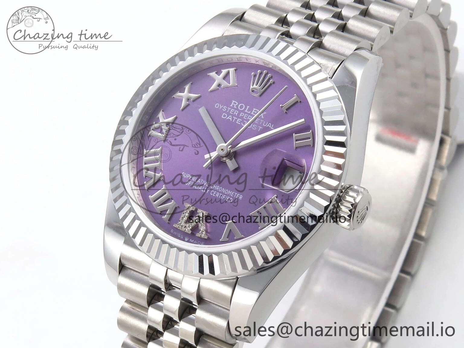 DateJust 31 278274 SS GMF 1:1 Best Edition 904L Steel Purple Roman Diamonds Dial on Jubilee Bracelet A BestValue 1160