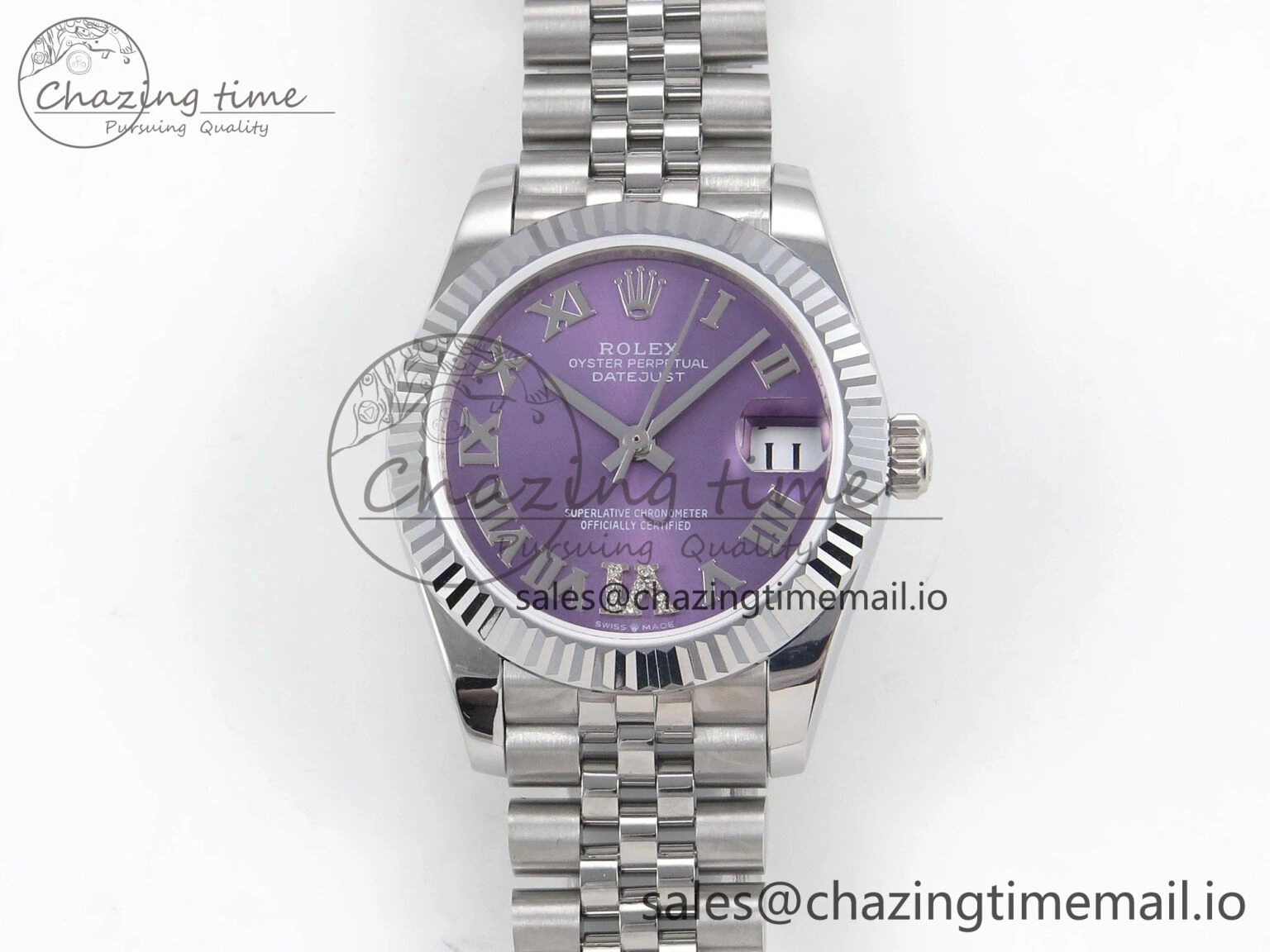 DateJust 31 278274 SS GMF 1:1 Best Edition 904L Steel Purple Roman Diamonds Dial on Jubilee Bracelet A BestValue 1160