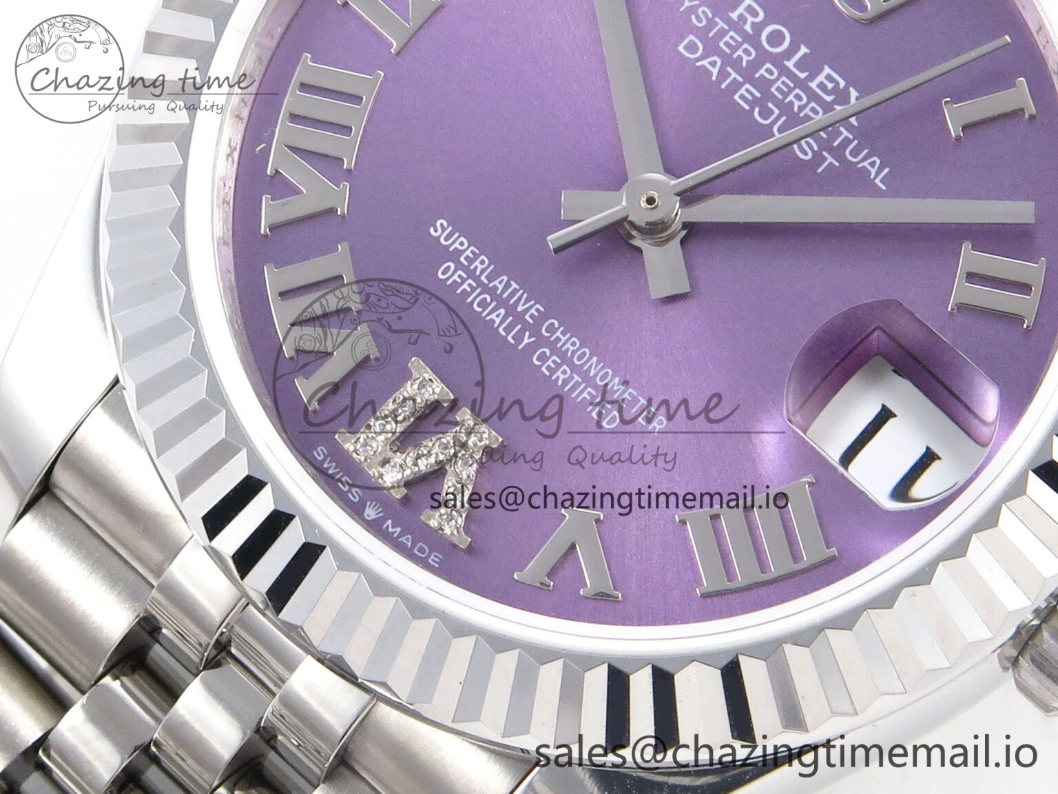 DateJust 31 278274 SS GMF 1:1 Best Edition 904L Steel Purple Roman Diamonds Dial on Jubilee Bracelet A BestValue 1160