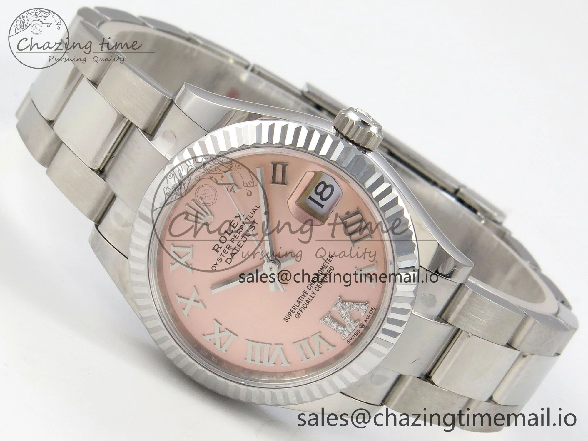 DateJust 31 278274 SS THBF 1:1 Best Edition 904L Steel RG Roman Diamonds Dial on Oyster Bracelet HZ Cal. WellDesigned 62