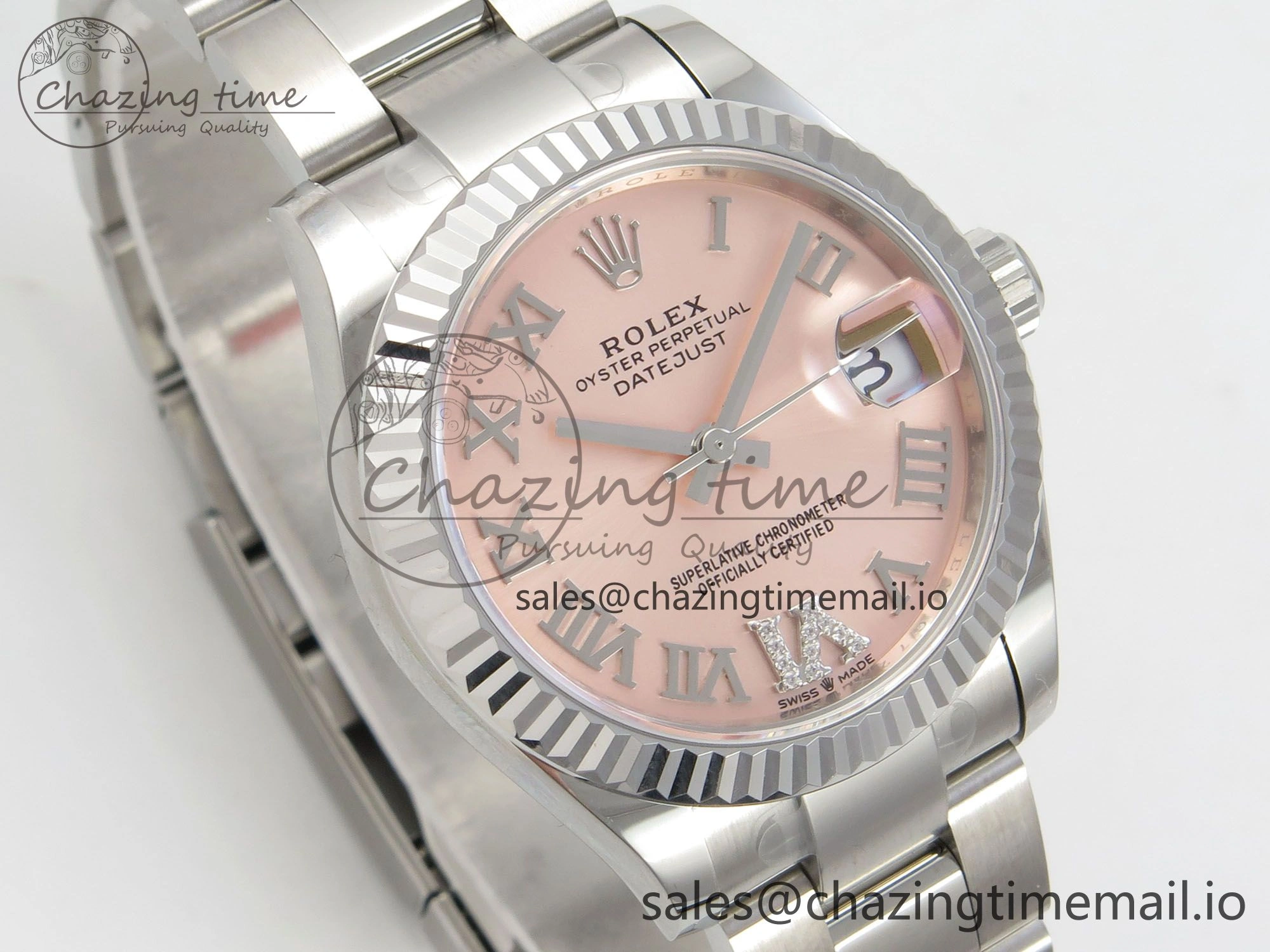 DateJust 31 278274 SS THBF 1:1 Best Edition 904L Steel RG Roman Diamonds Dial on Oyster Bracelet HZ Cal. WellDesigned 62
