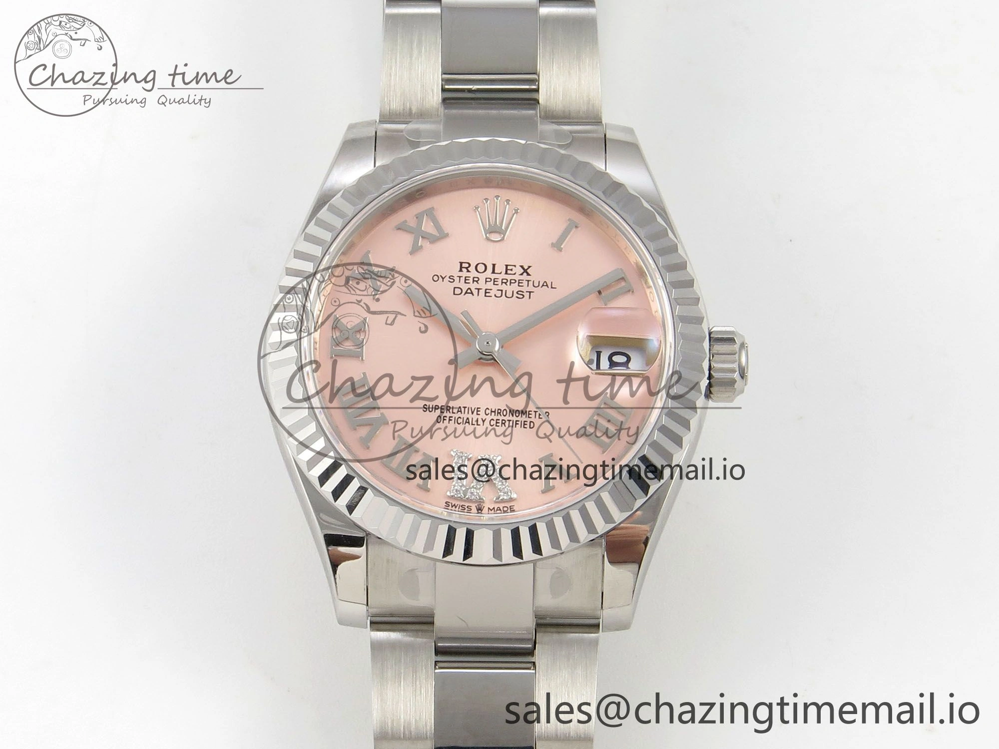 DateJust 31 278274 SS THBF 1:1 Best Edition 904L Steel RG Roman Diamonds Dial on Oyster Bracelet HZ Cal. WellDesigned 62