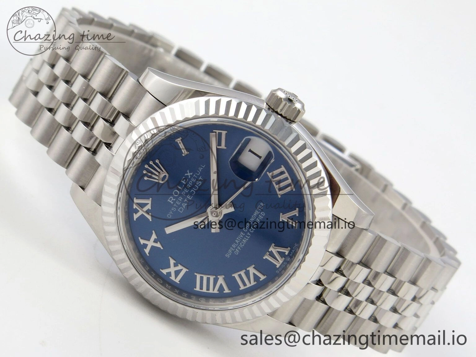 WeatherProof DateJust 31 278274 THBF 1:1 Best Edition 904L Steel Blue Roman Dial on SS Jubilee Bracelet HZ Cal. 2