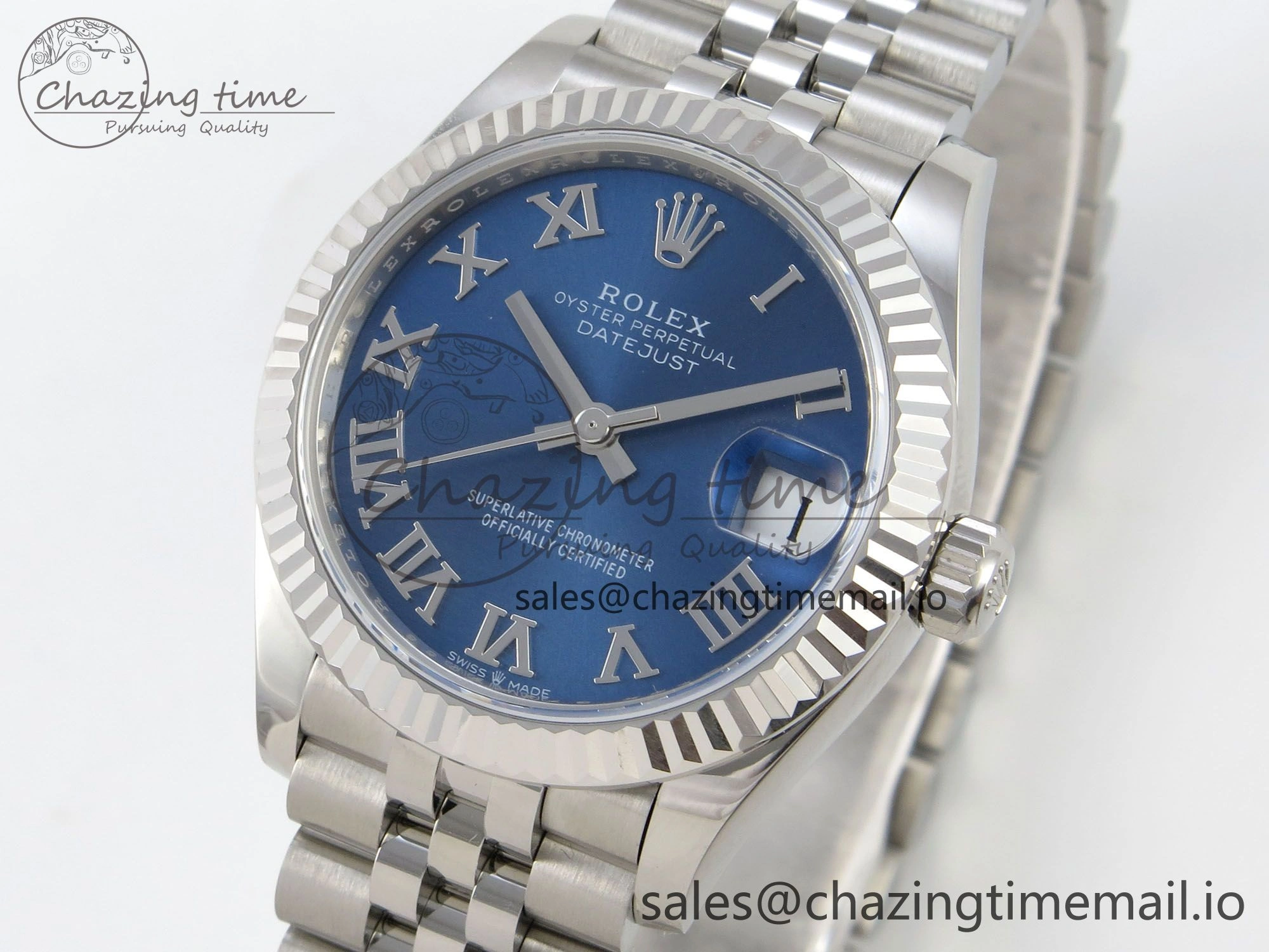 WeatherProof DateJust 31 278274 THBF 1:1 Best Edition 904L Steel Blue Roman Dial on SS Jubilee Bracelet HZ Cal. 2