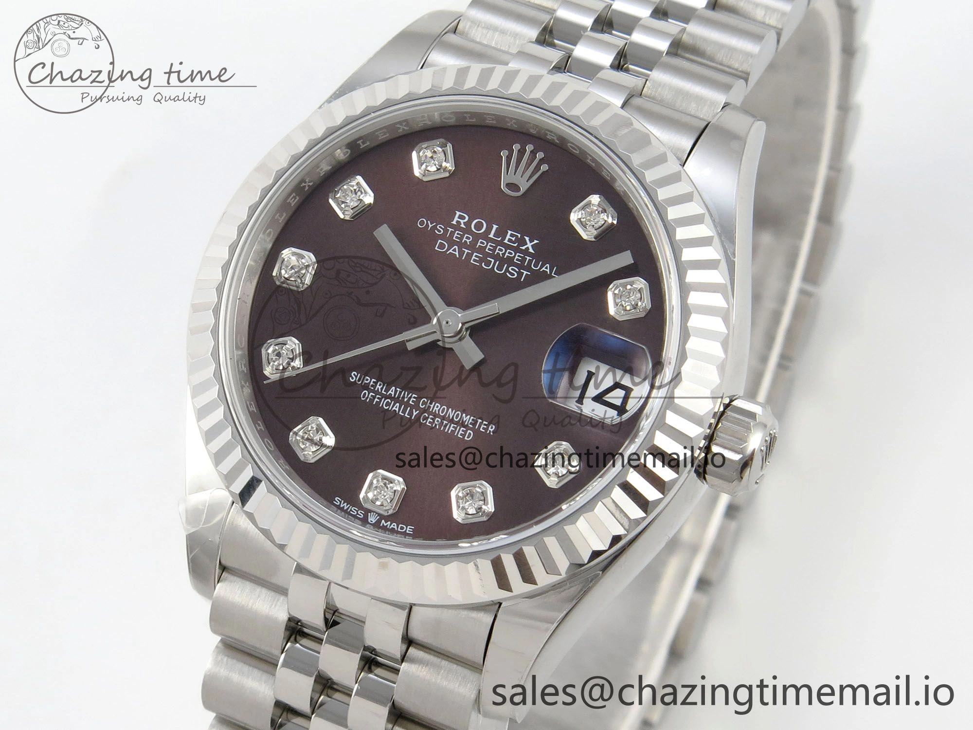 SunProtective DateJust 31 278274 THBF 1:1 Best Edition 904L Steel Brown Diamond Dial on SS Jubilee Bracelet HZ Cal. 7