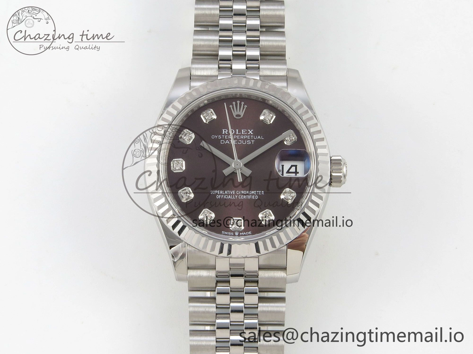 SunProtective DateJust 31 278274 THBF 1:1 Best Edition 904L Steel Brown Diamond Dial on SS Jubilee Bracelet HZ Cal. 7