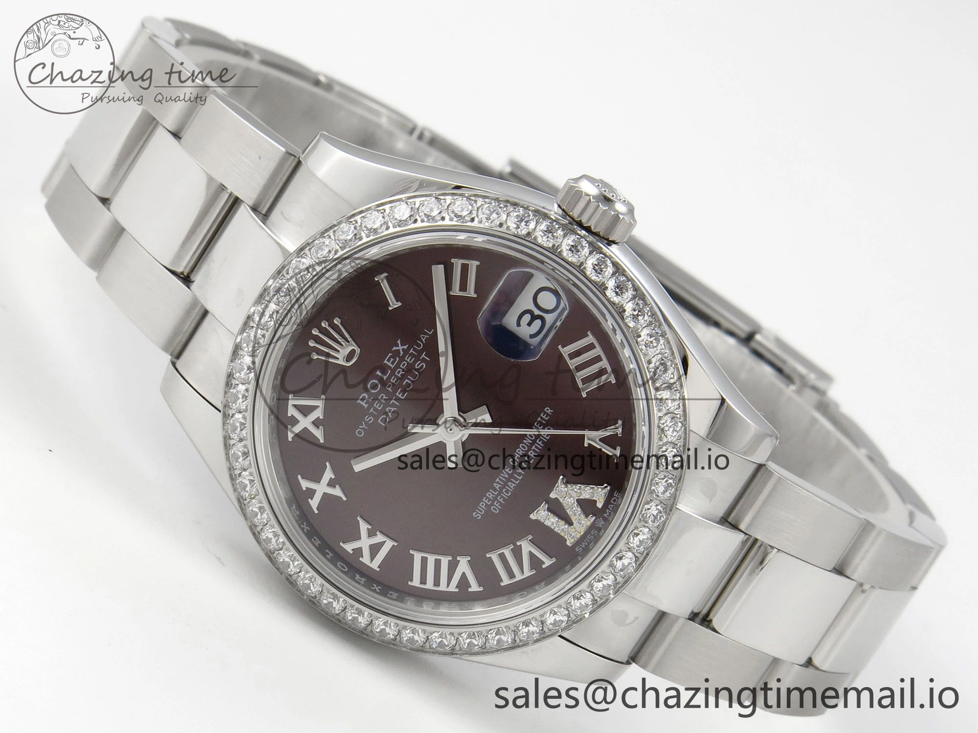 DateJust 31 278274 THBF 1:1 Best Edition 904L Steel Brown Roman Dial Diamonds Bezel on SS Oyster Bracelet HZ Cal. Breathable 26