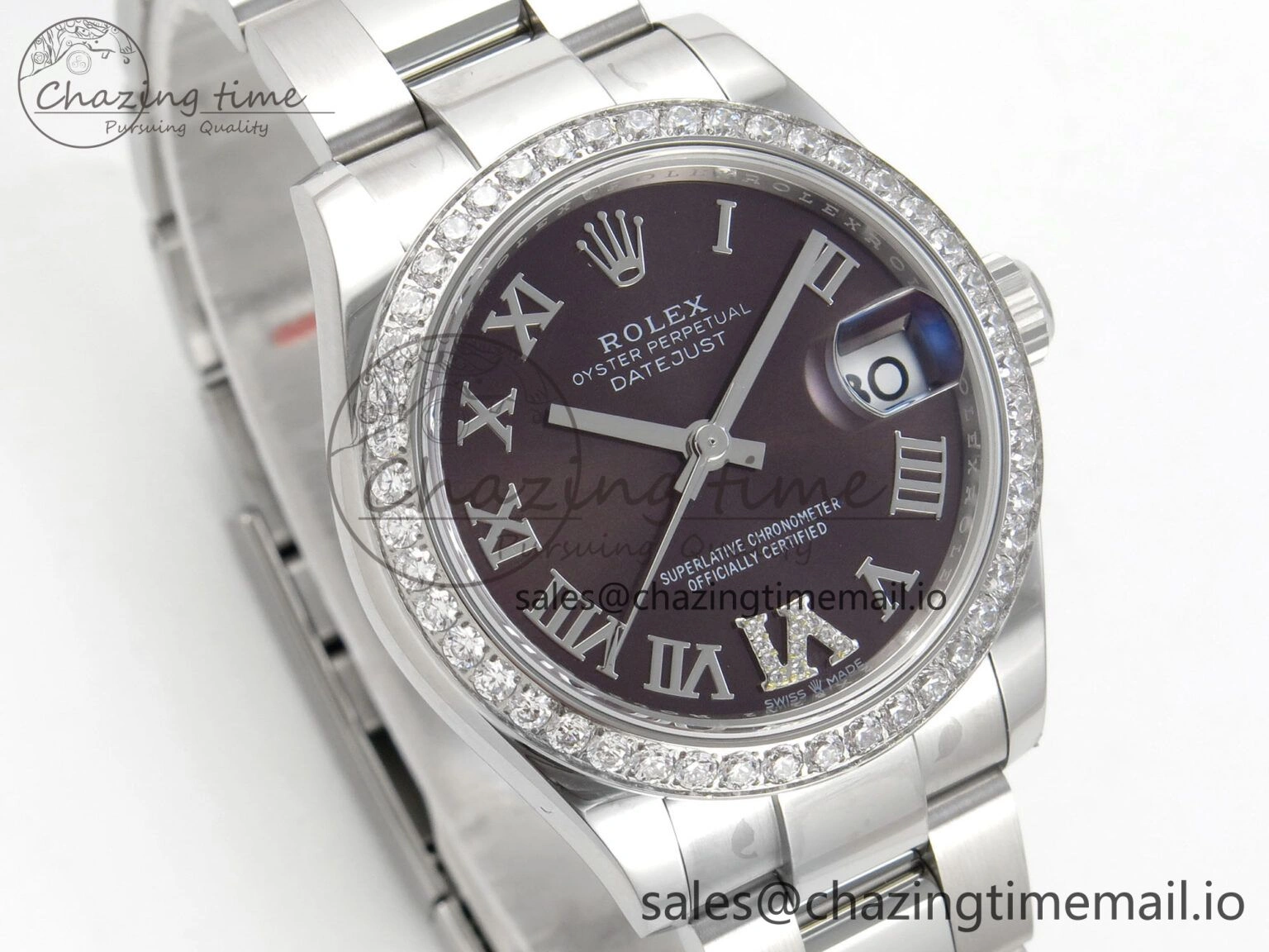 DateJust 31 278274 THBF 1:1 Best Edition 904L Steel Brown Roman Dial Diamonds Bezel on SS Oyster Bracelet HZ Cal. Breathable 26
