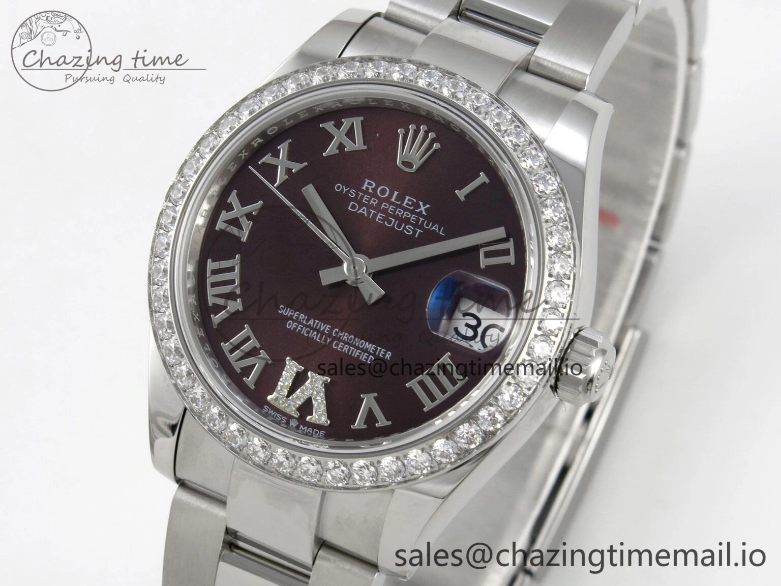 DateJust 31 278274 THBF 1:1 Best Edition 904L Steel Brown Roman Dial Diamonds Bezel on SS Oyster Bracelet HZ Cal. Breathable 26