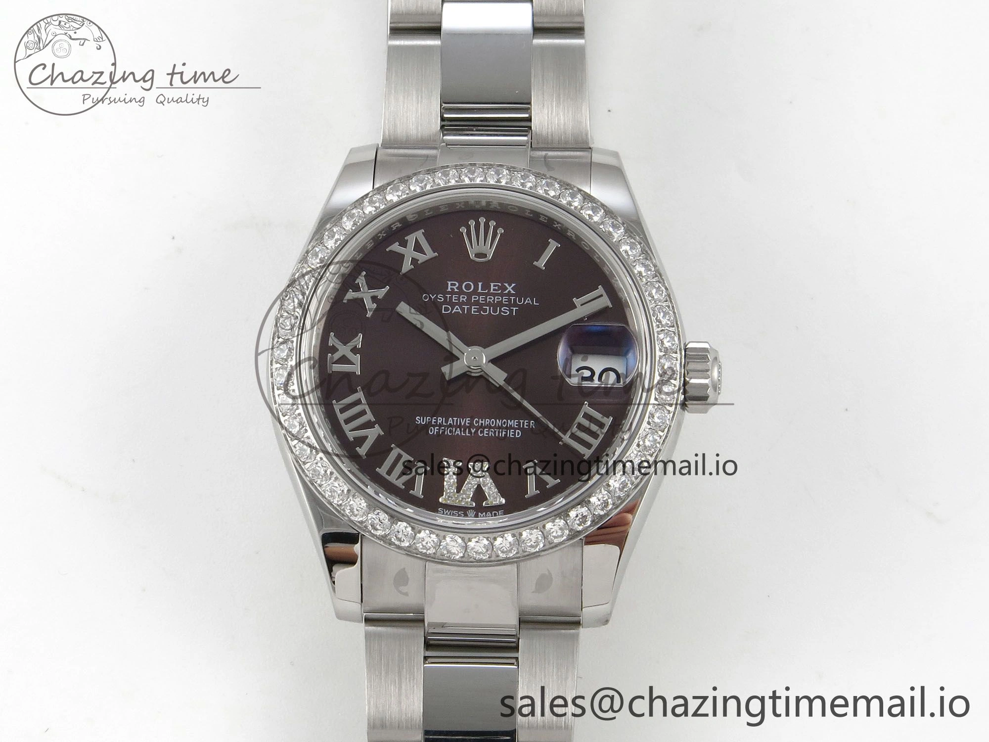 DateJust 31 278274 THBF 1:1 Best Edition 904L Steel Brown Roman Dial Diamonds Bezel on SS Oyster Bracelet HZ Cal. Breathable 26