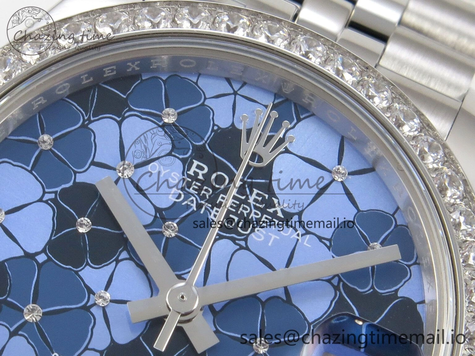 Durable DateJust 31 278274 THBF 1:1 Best Edition 904L Steel Fluted Blue Floral Dial Diamonds Bezel on SS Jubilee Bracelet HZ Cal. 48