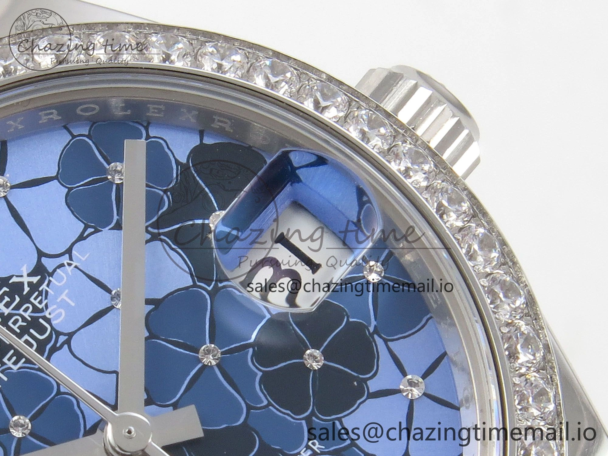 Durable DateJust 31 278274 THBF 1:1 Best Edition 904L Steel Fluted Blue Floral Dial Diamonds Bezel on SS Jubilee Bracelet HZ Cal. 48