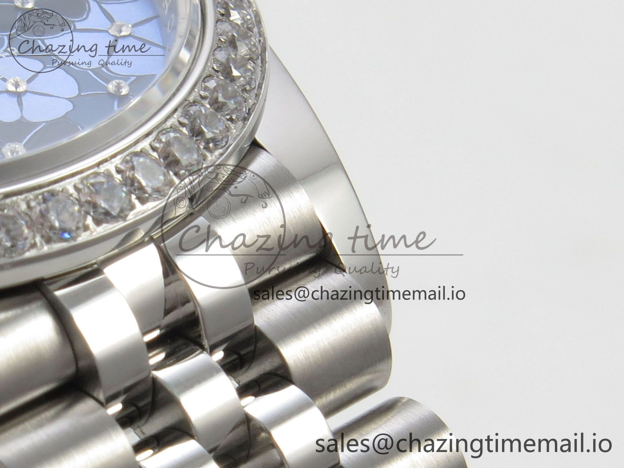 Durable DateJust 31 278274 THBF 1:1 Best Edition 904L Steel Fluted Blue Floral Dial Diamonds Bezel on SS Jubilee Bracelet HZ Cal. 48