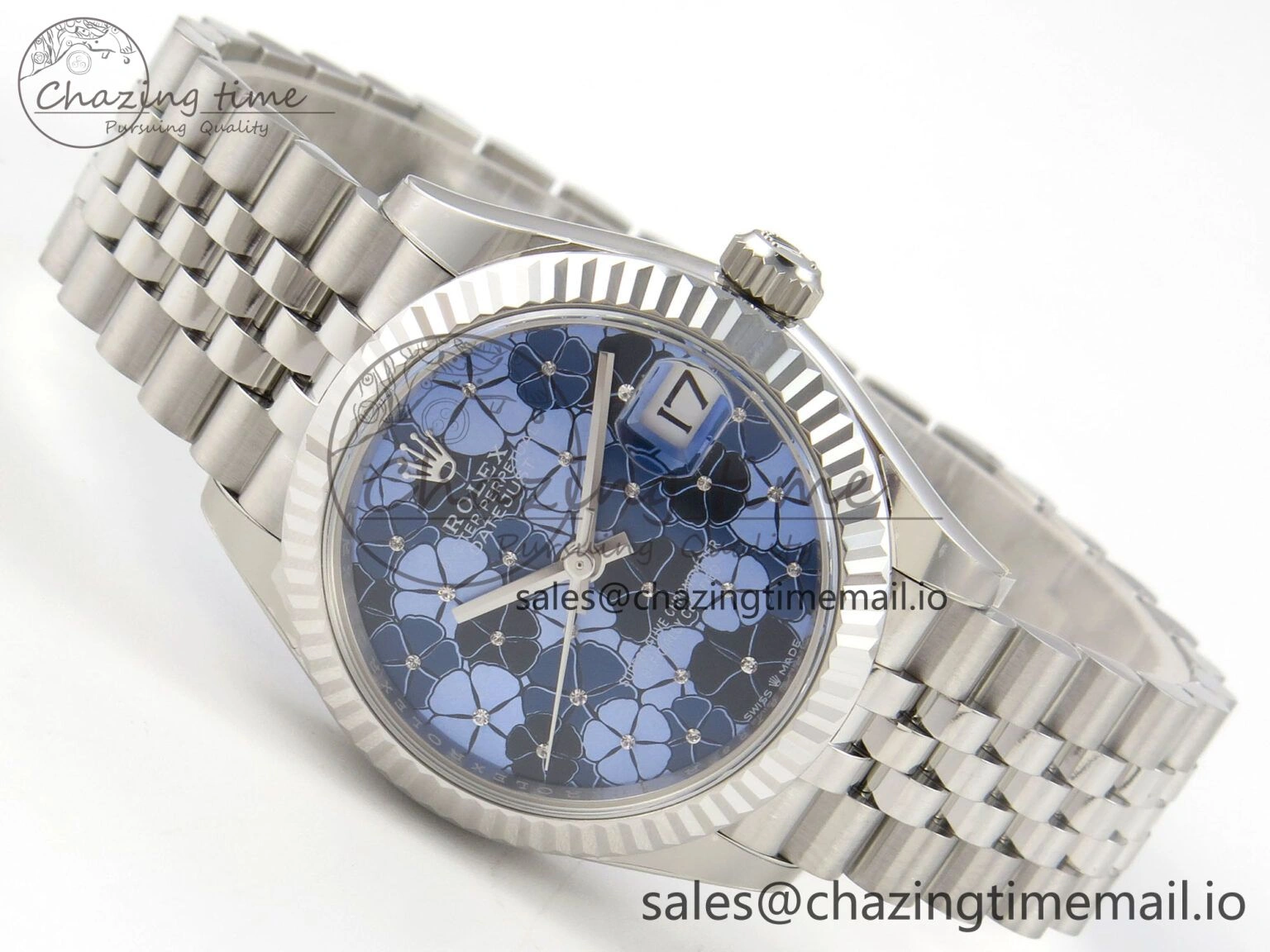 FreshLook DateJust 31 278274 THBF 1:1 Best Edition 904L Steel Fluted Blue Floral Dial on SS Jubilee Bracelet HZ Cal. 30